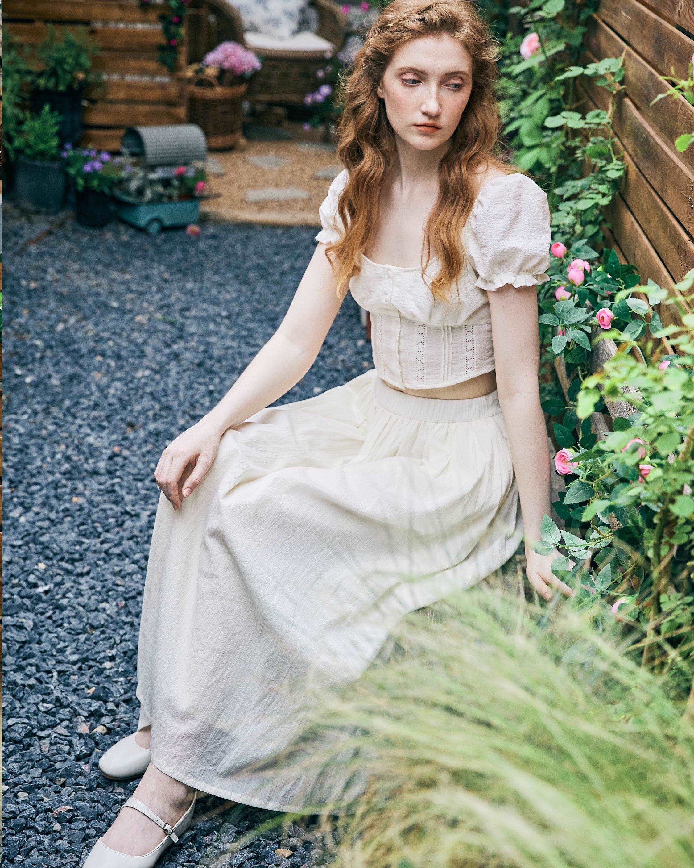 Cotton Skirt Long White Maxi Skirt Midi skirt with Pockets Beige or Cream Skirt With Lining Flexible Waistband