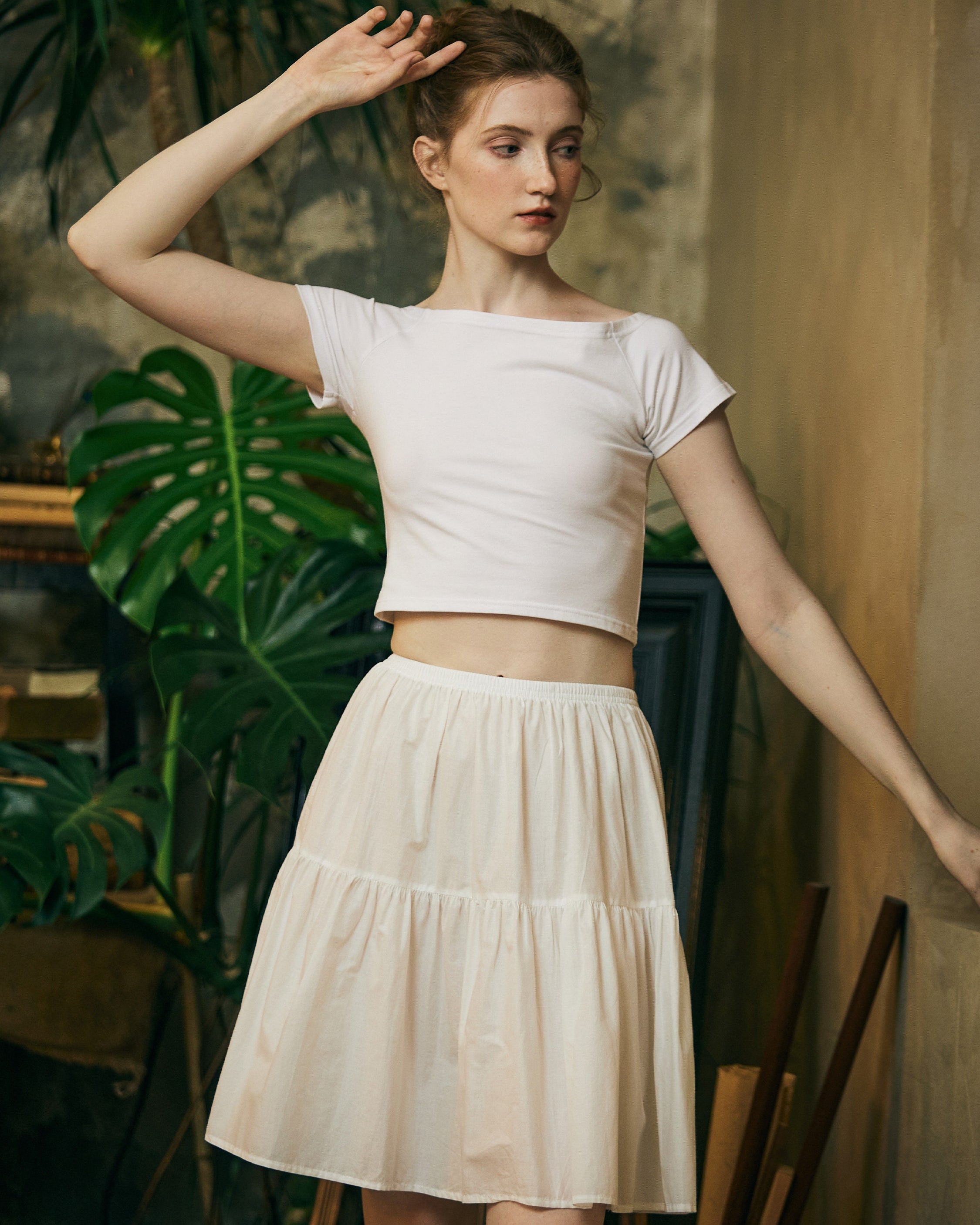 Petticoat 100% Cotton Underskirt Half Slip Unterrock Jupon Petticoat Skirt Extender Slip Ivory/White