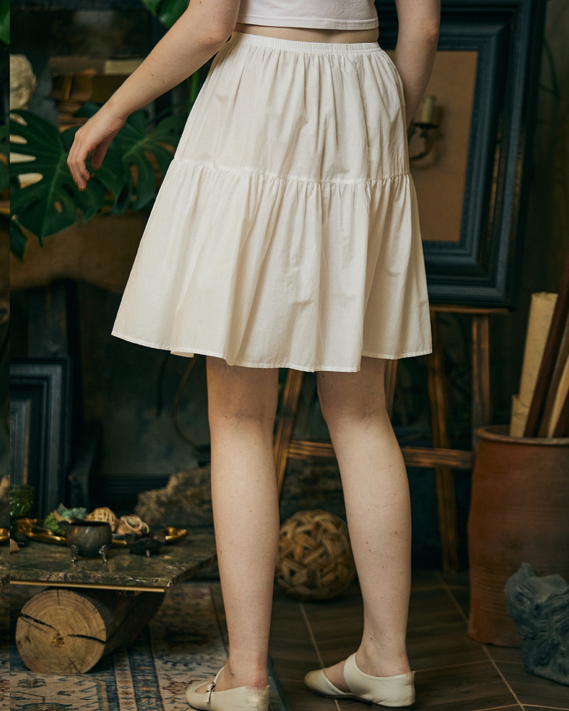 Petticoat 100% Cotton Underskirt Half Slip Unterrock Jupon Petticoat Skirt Extender Slip Ivory/White