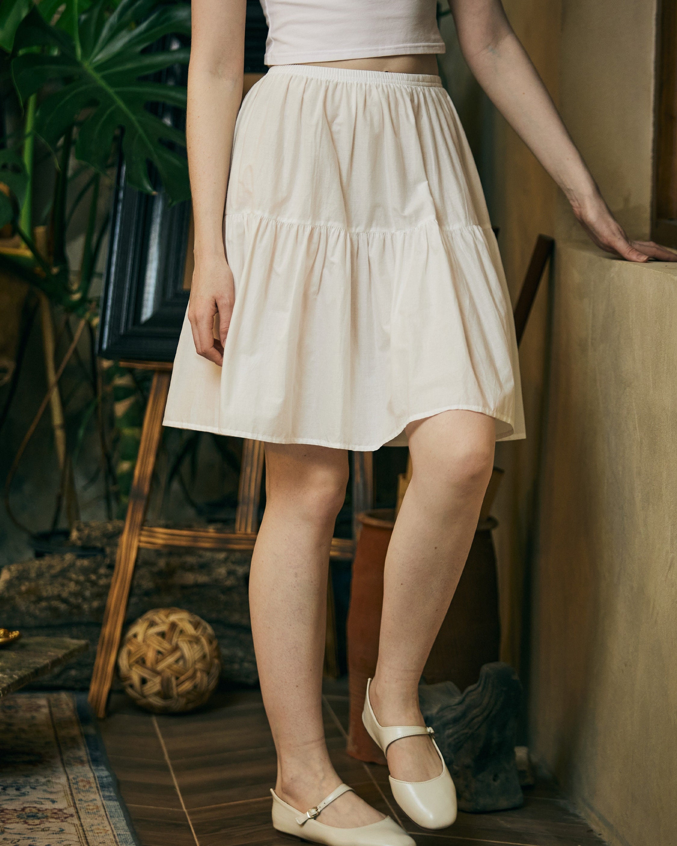 Petticoat 100% Cotton Underskirt Half Slip Unterrock Jupon Petticoat Skirt Extender Slip Ivory/White