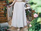 Cotton Skirt Long White Maxi Skirt Midi skirt with Pockets Beige or Cream Skirt With Lining Flexible Waistband