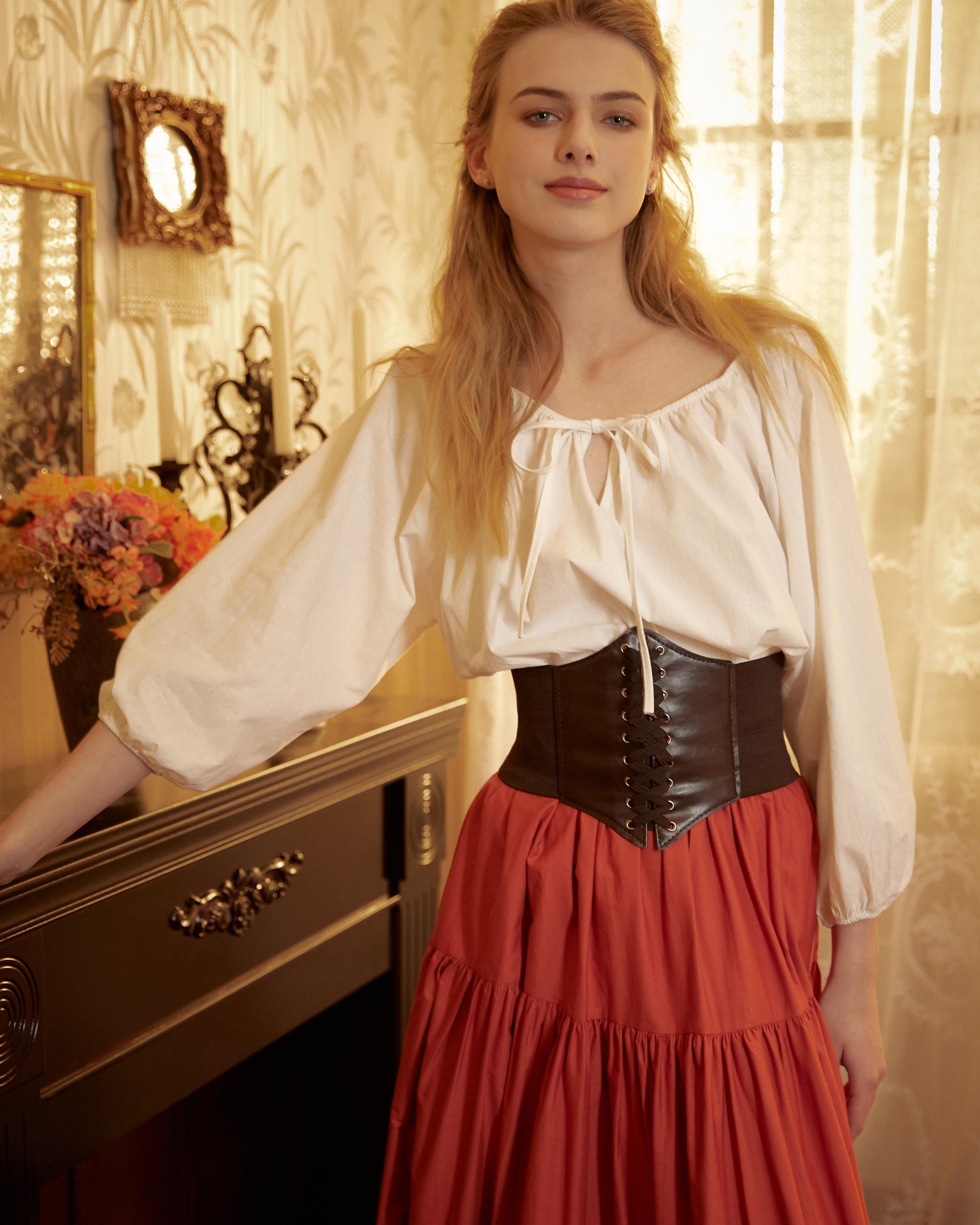 Cotton White Peasant Blouse Balloon Sleeves White Shirt Chemise Victorian Off Shoulder Keyhole Neck Renaissance Faire Top