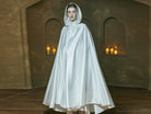Satin Cloak Hooded Cape White Cloak Wedding Cloak Bride Full Length Black Cape Medieval Cape Halloween Cloak