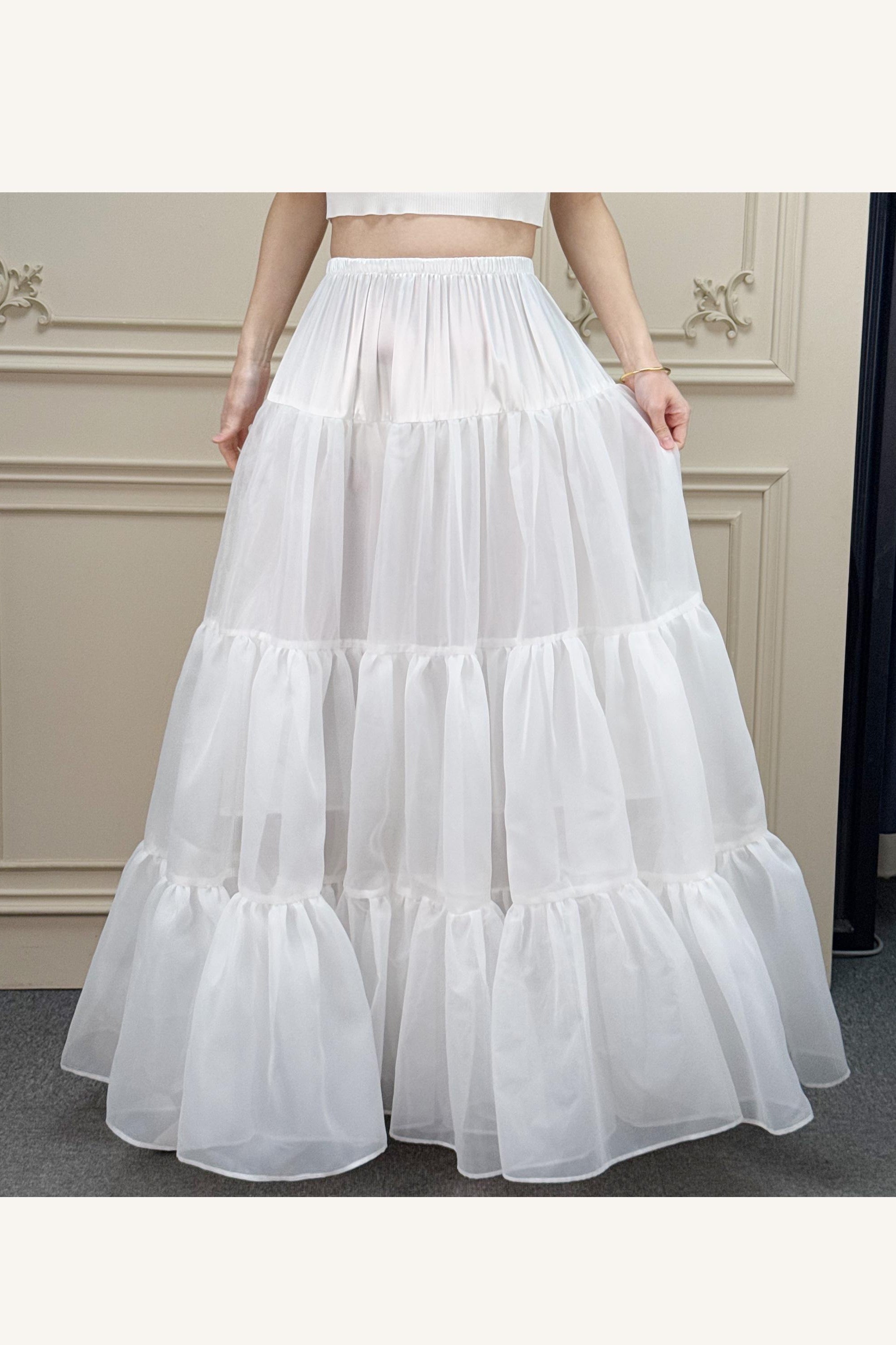 Petticoat Organza Wedding Floor Length Petticoat Tea Length Crinoline for Ball Gown Skirt Underskirt with Lining