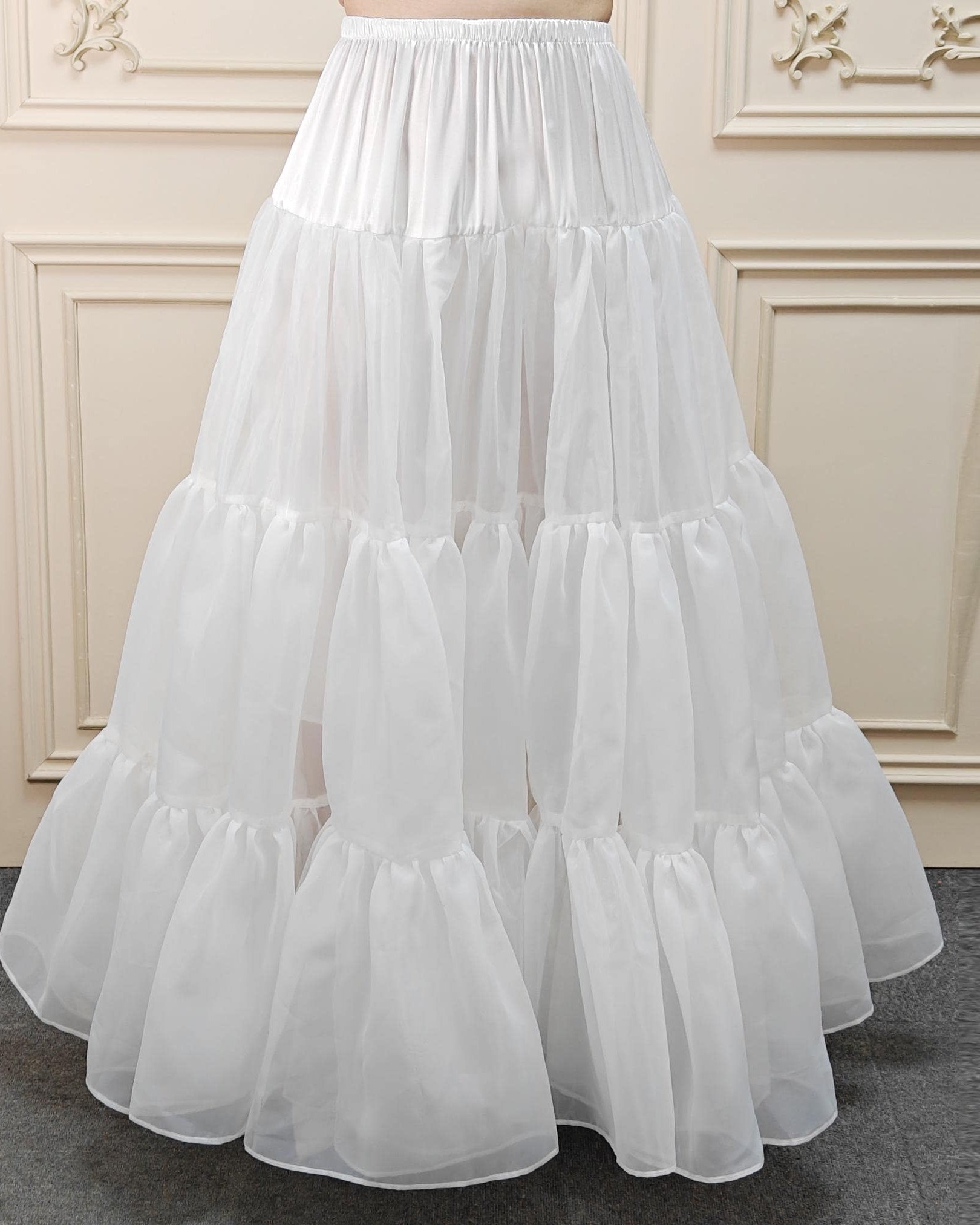 Petticoat Organza Wedding Floor Length Petticoat Tea Length Crinoline for Ball Gown Skirt Underskirt with Lining