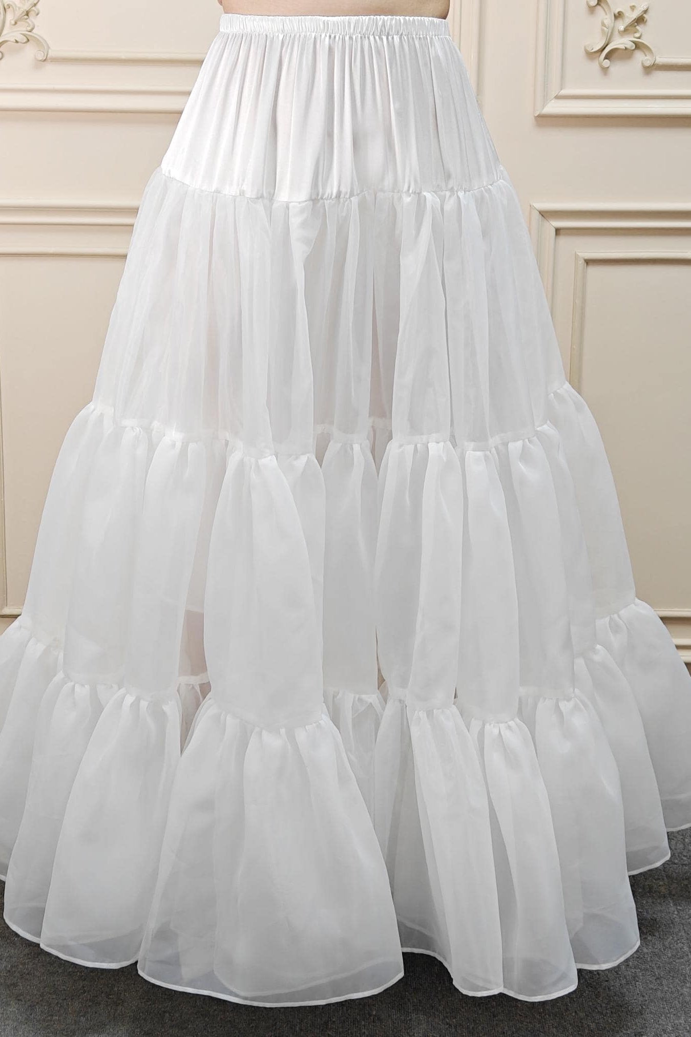 Petticoat Organza Wedding Floor Length Petticoat Tea Length Crinoline for Ball Gown Skirt Underskirt with Lining