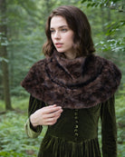 Vintage style faux fur cowl cape - brown shoulder wrap