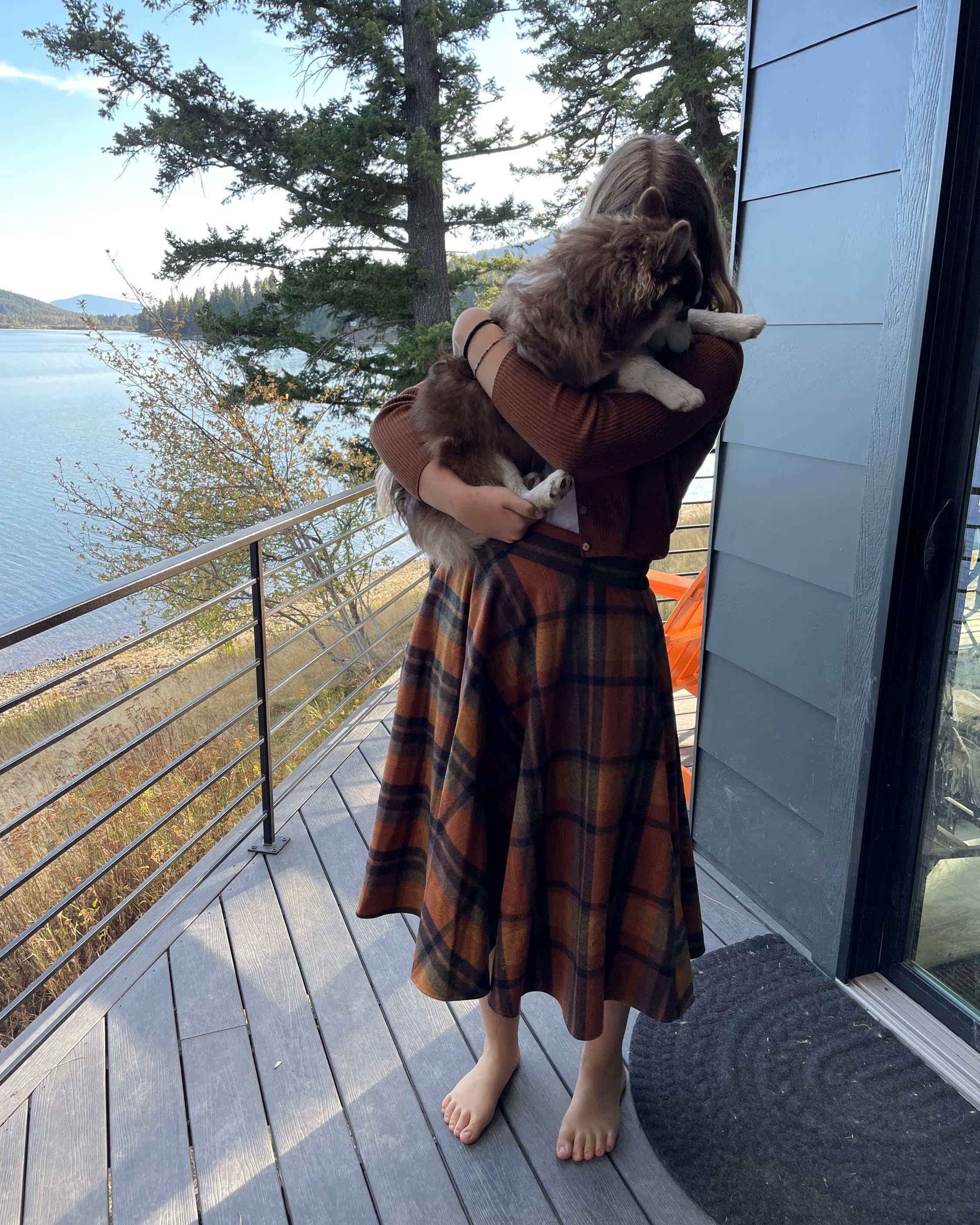 Vintage inspired plaid wool skirt