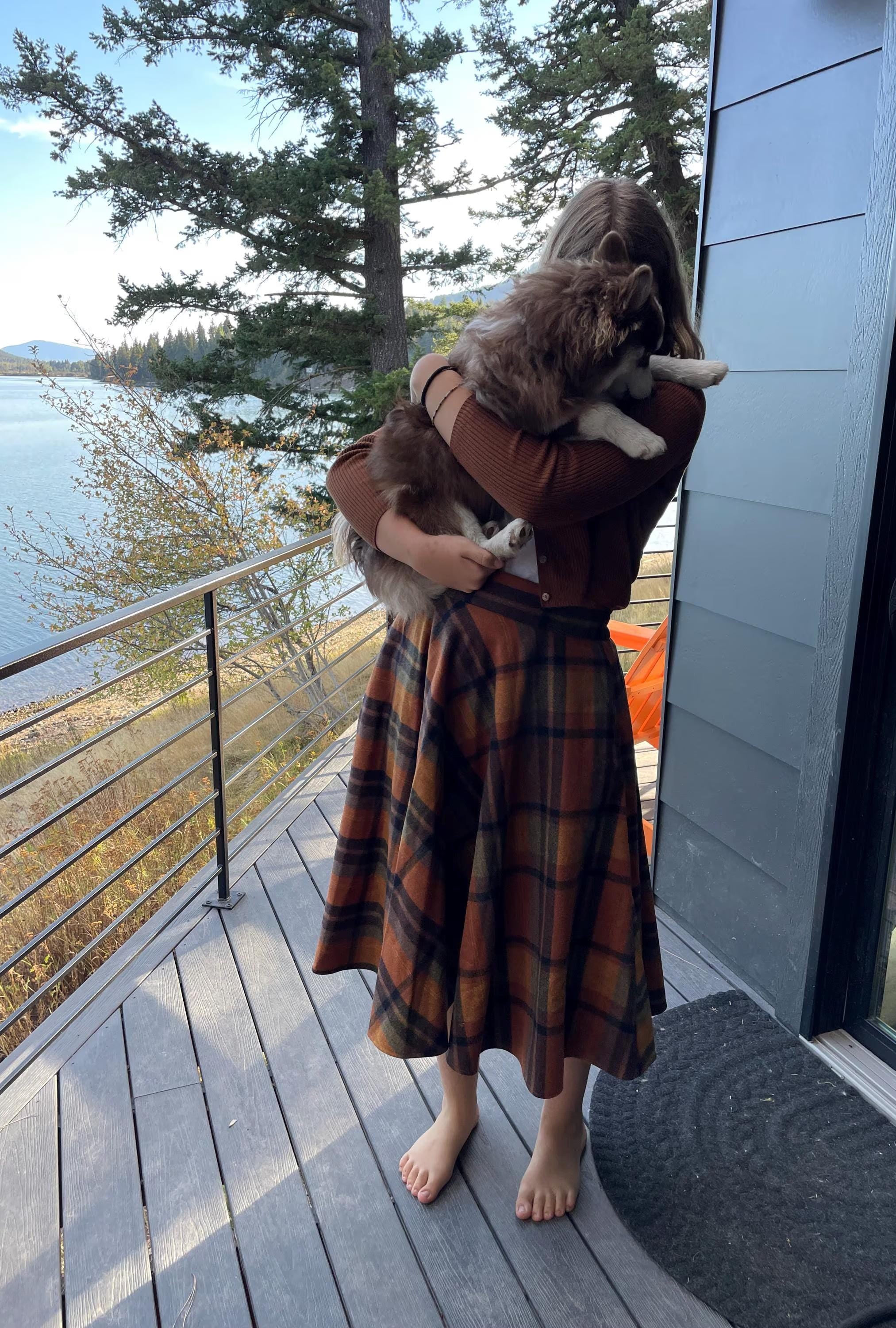 Vintage inspired plaid wool skirt
