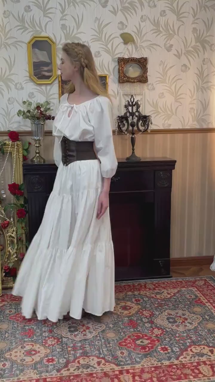 Renaissance Fair Skirt Victorian Skirt Medieval outfits Ren Faire Costume Pirate Skirt Cotton Long Skirt Full Length Gathered Skirt
