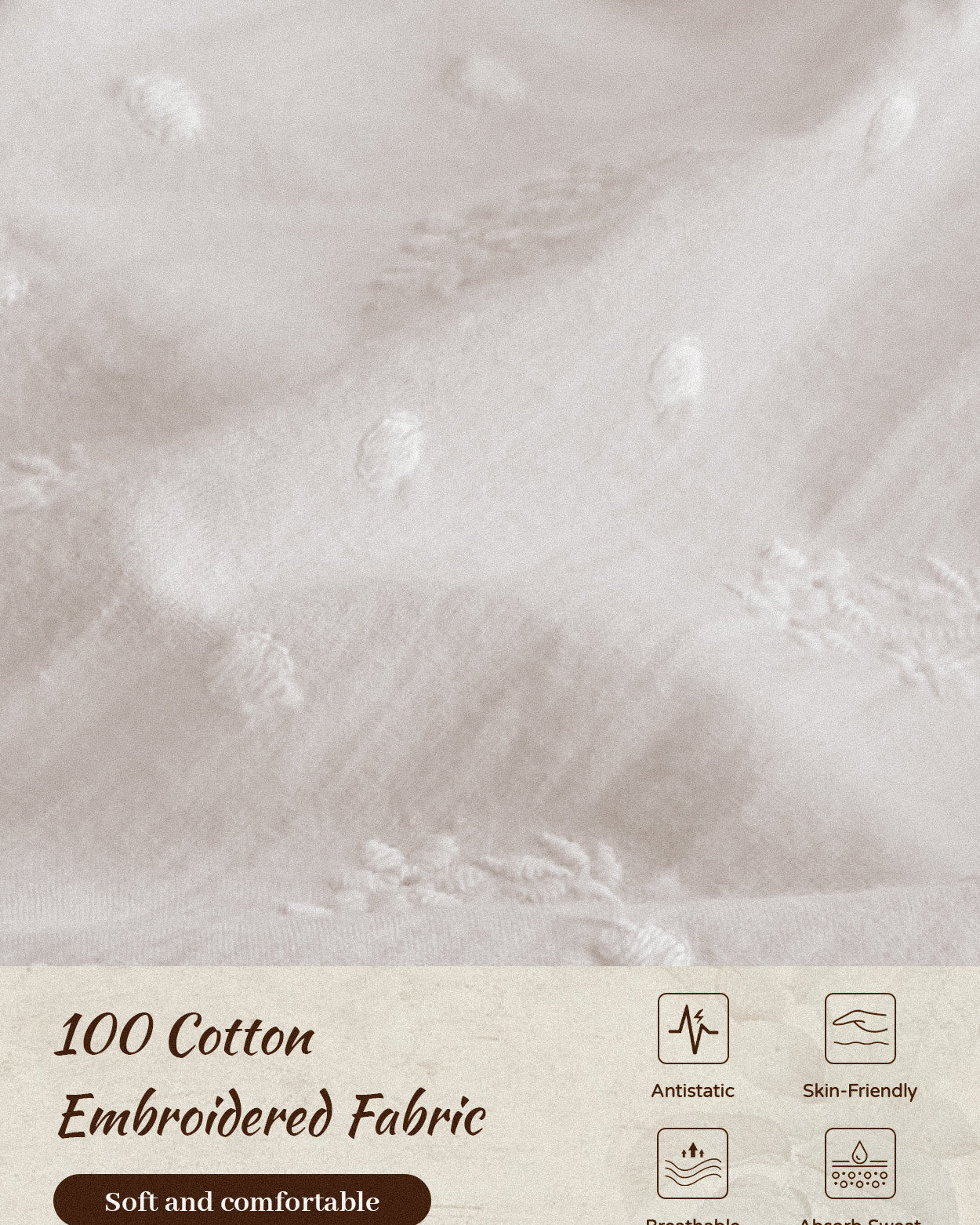 Victorian embroidered cotton nightgown with ruffle trim fabric details