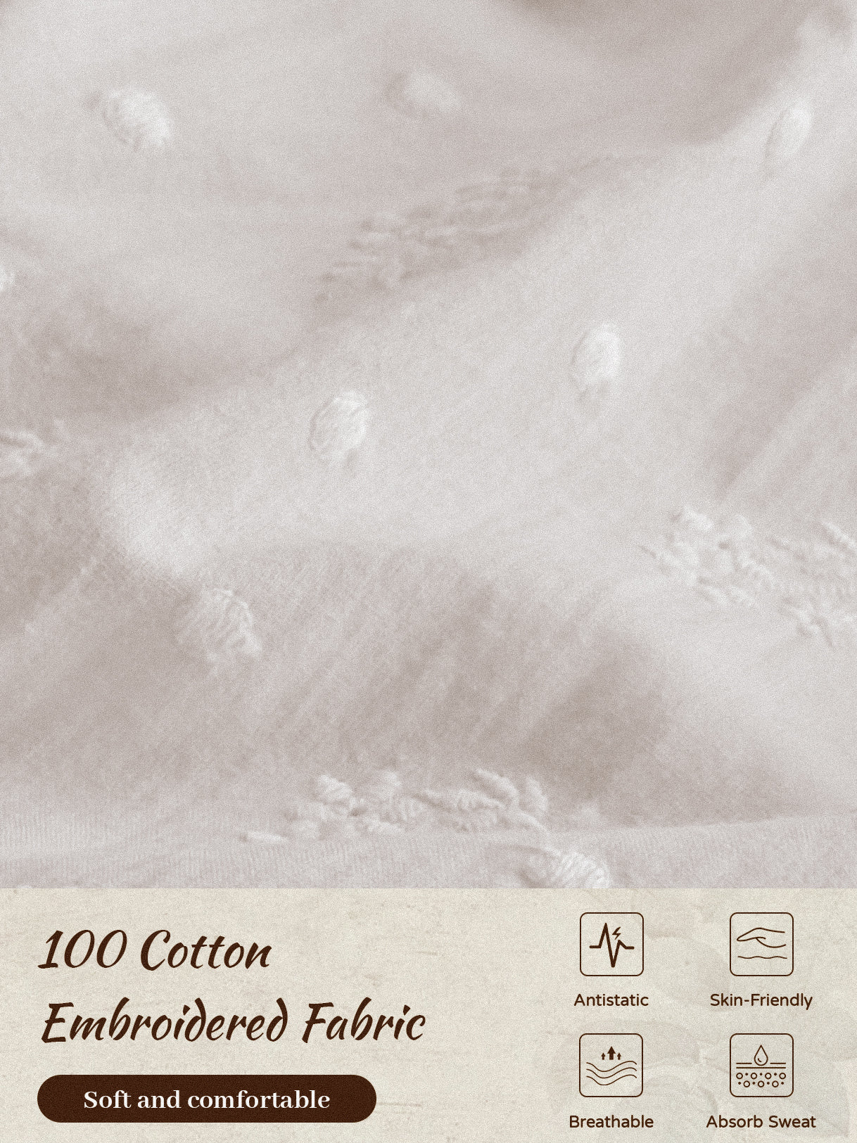 Victorian embroidered cotton nightgown with ruffle trim fabric details