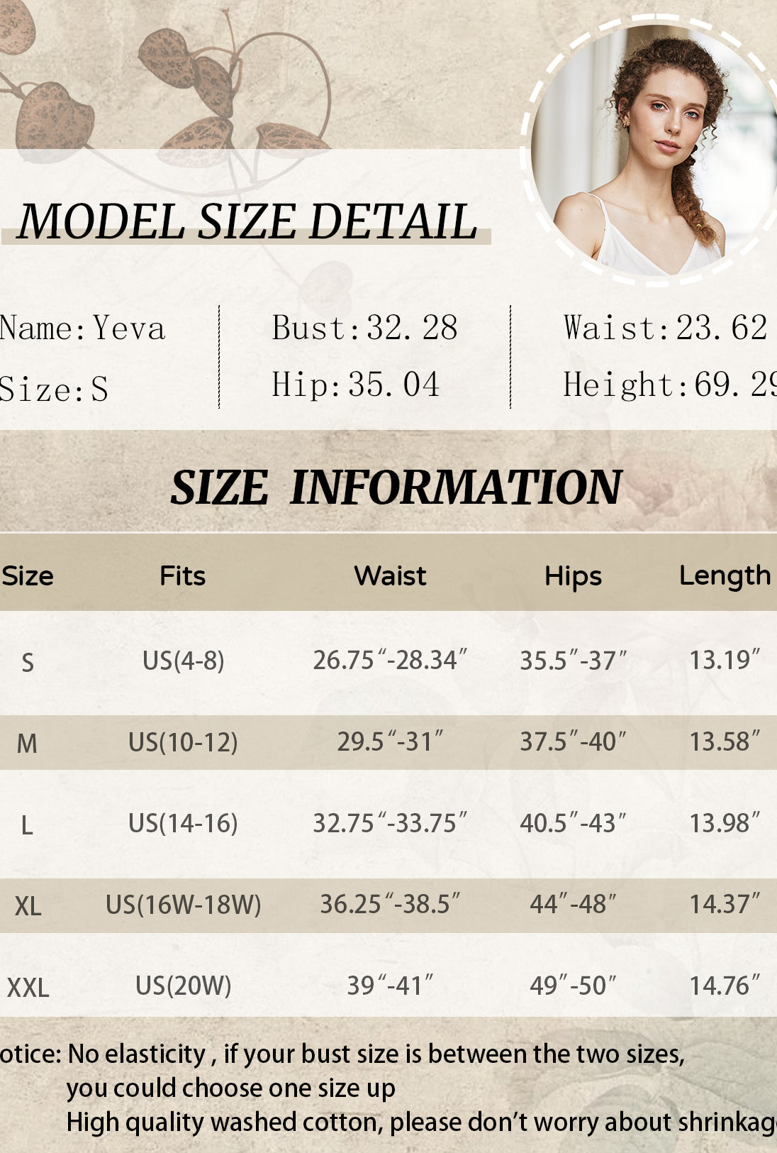 shorts size chart