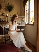 Cotton Maxi White Skirt with Pockets