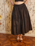 Black Cotton Poplin Maxi Pocket Skirt