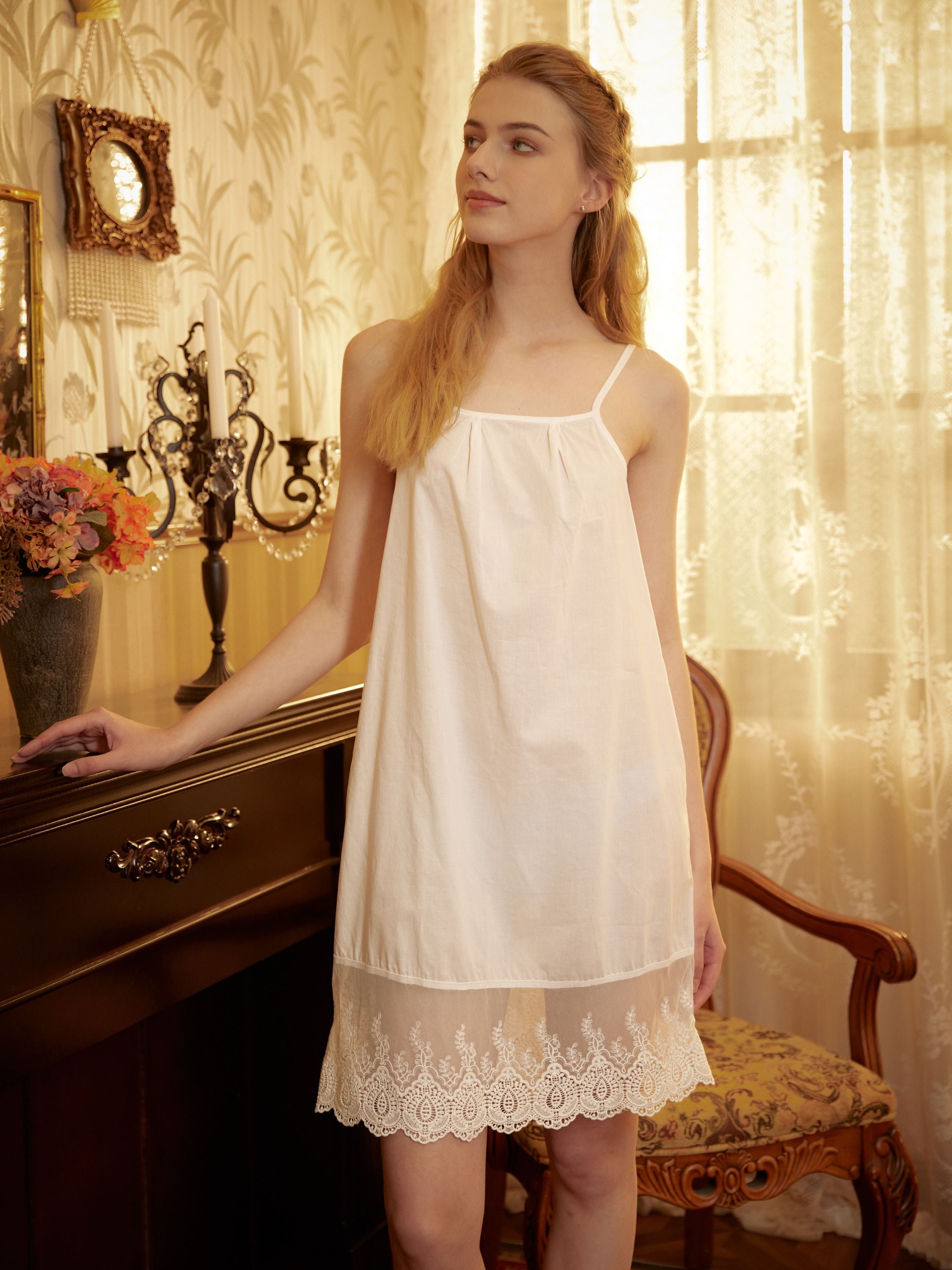 Women Full Cotton Slip Dress Vintage Style Petticoat Skirt Extender 