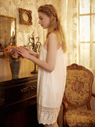 Side View of a Women Full Cotton Slip Dress