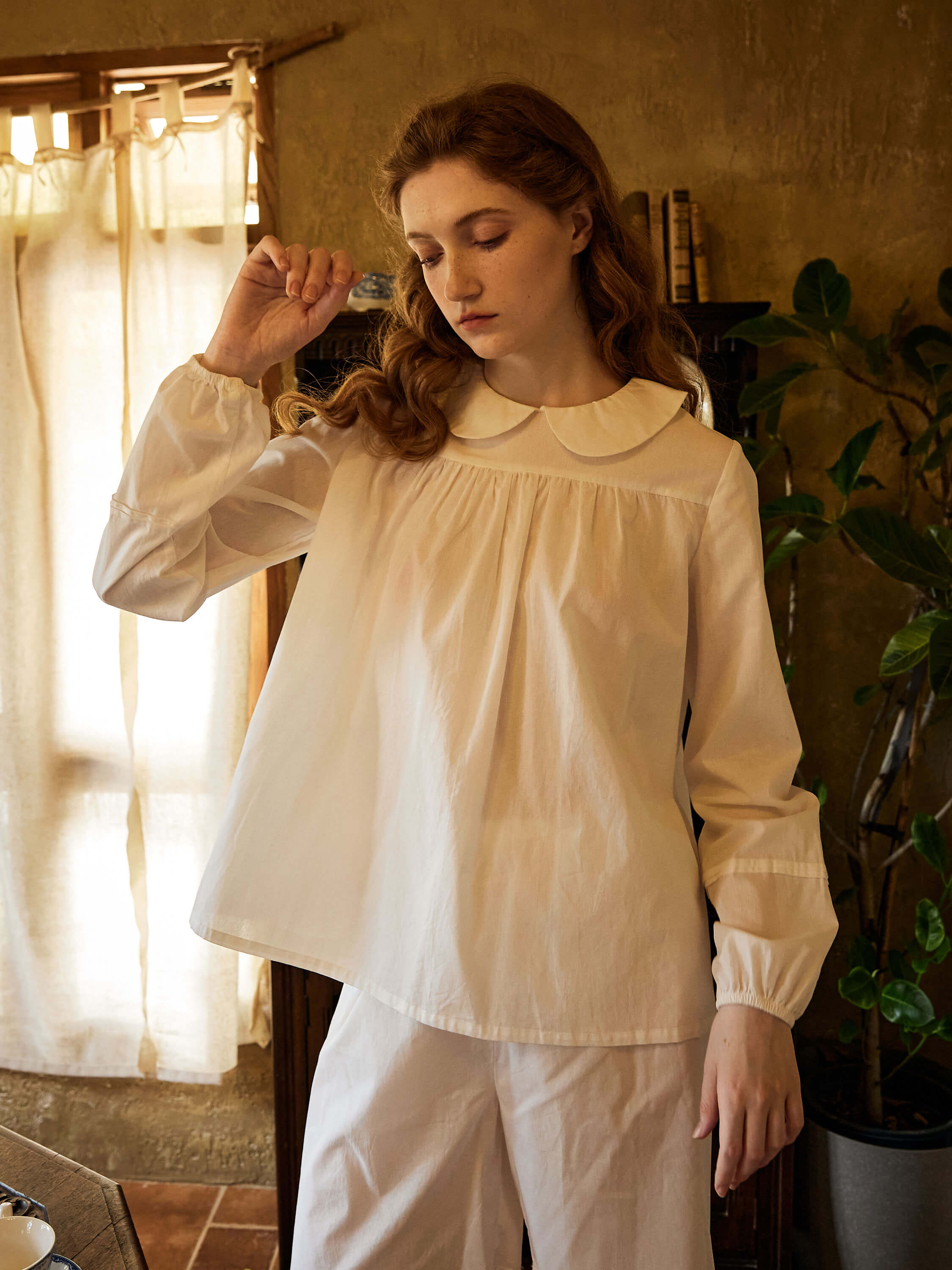 Victorian-inspired Cotton Top Blouse Casual Retro Shirt