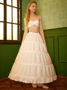 adjustable waistband on an ivory 4-hoop cotton petticoat crinoline