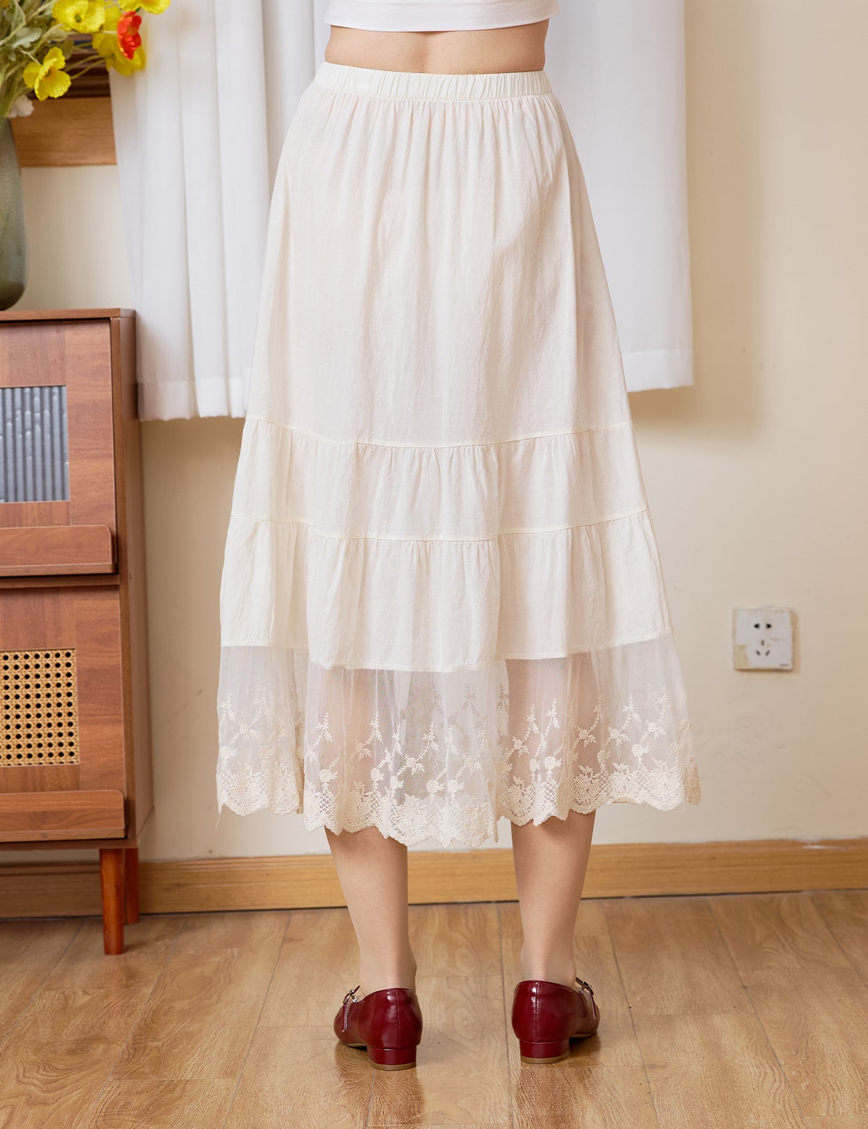 Cotton A-Line Skirt Extender with Tiered Lace – Sueasyretro