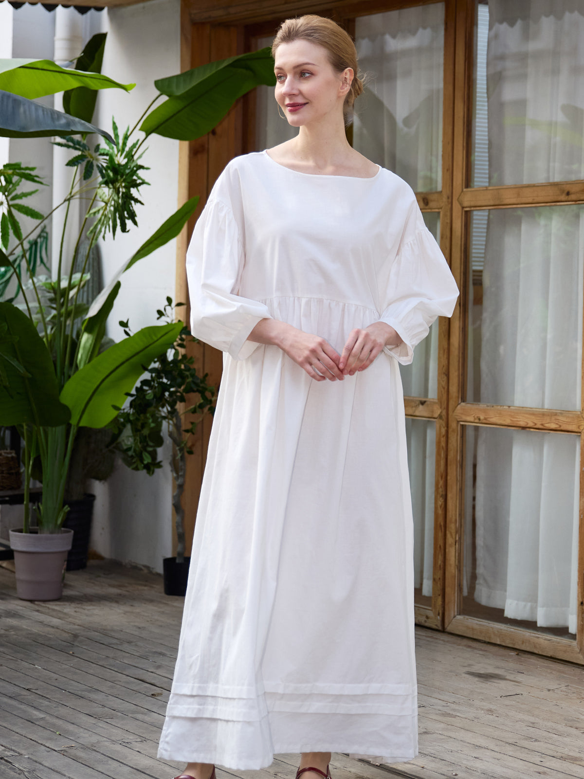 BEAUTELICATE Robe De Nuit Longue en Pur Coton Chemise De Nuit à Manches 3/4 Victorienne Vintage Retro A-Line Ample Renaissance Médiévale Costume Ivoire pour Femme Fille, S BEAUTELICATE Robe De Nuit Longue en Pur Coton Chemise De Nuit à Manches 3/4 Victorienne Vintage Retro A-Line Ample Renaissance Médiévale Costume Ivoire pour Femme Fille, S