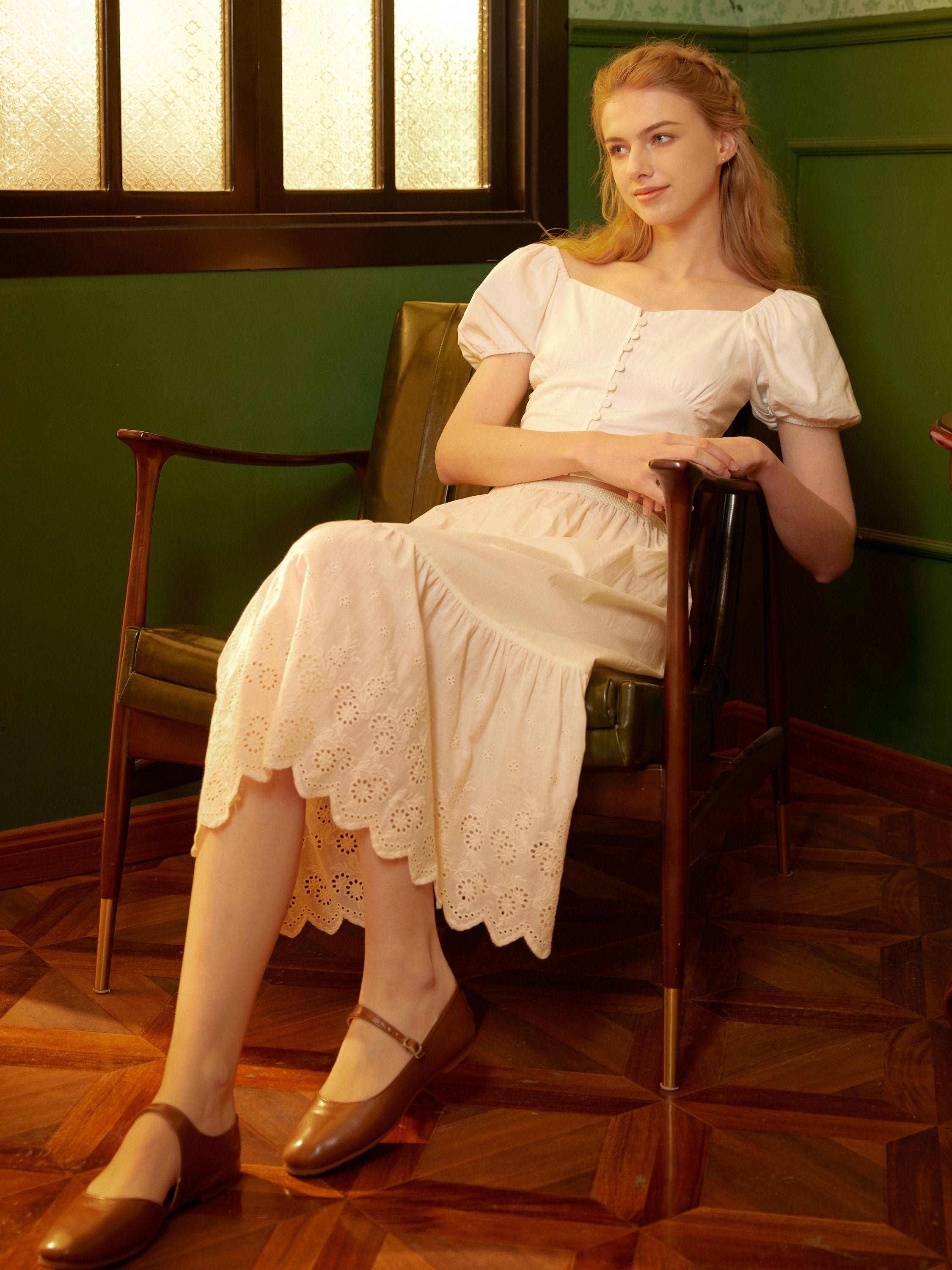 Petticoat Skirt 100% Cotton Half Slip Crinoline Jupon Skirt Extender Underskirt with Lace Embroidery Ivory/Cream/Black