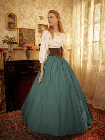 Victorian Style Skirt Cotton Long Skirt Period Skirt Medieval outfits Renaissance Festival Skirt Ren Faire Costume Full Length