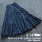 Petticoat Half Slip Cotton Woman Skirt Extender Crinoline Edged Lace A-line underskirt with Elastic waistband in three lengths Navy Blue