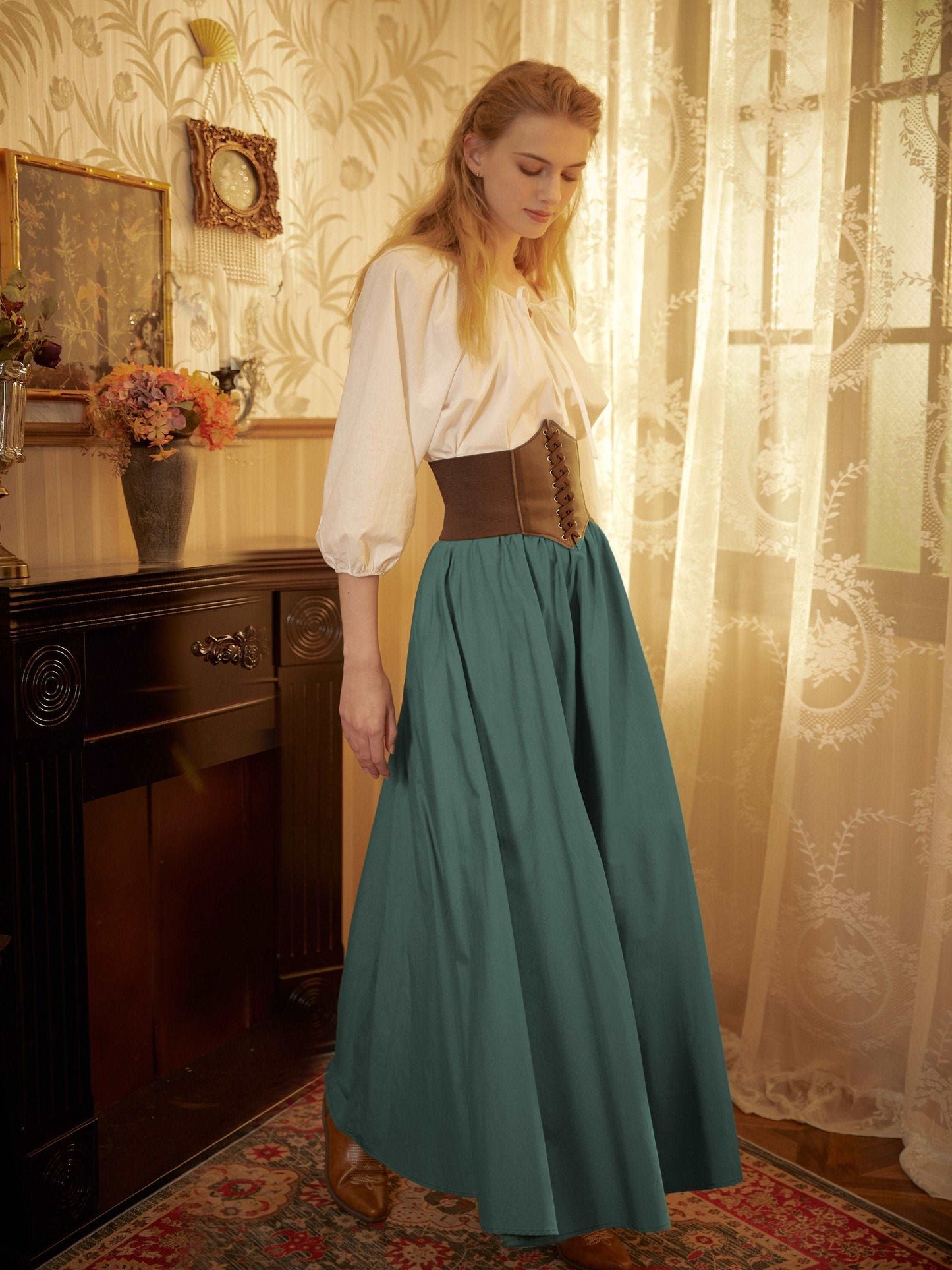 Victorian Style Skirt Cotton Long Skirt Period Skirt Medieval outfits Renaissance Festival Skirt Ren Faire Costume Full Length