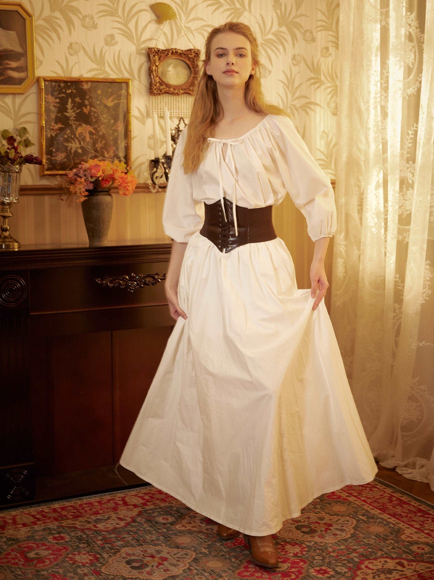 Victorian Style Skirt Cotton Long Skirt Period Skirt Medieval outfits Renaissance Festival Skirt Ren Faire Costume Full Length