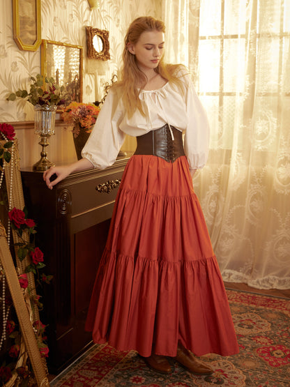 Renaissance Fair Skirt Victorian Skirt Medieval outfits Ren Faire Costume Pirate Skirt Cotton Long Skirt Full Length Gathered Skirt