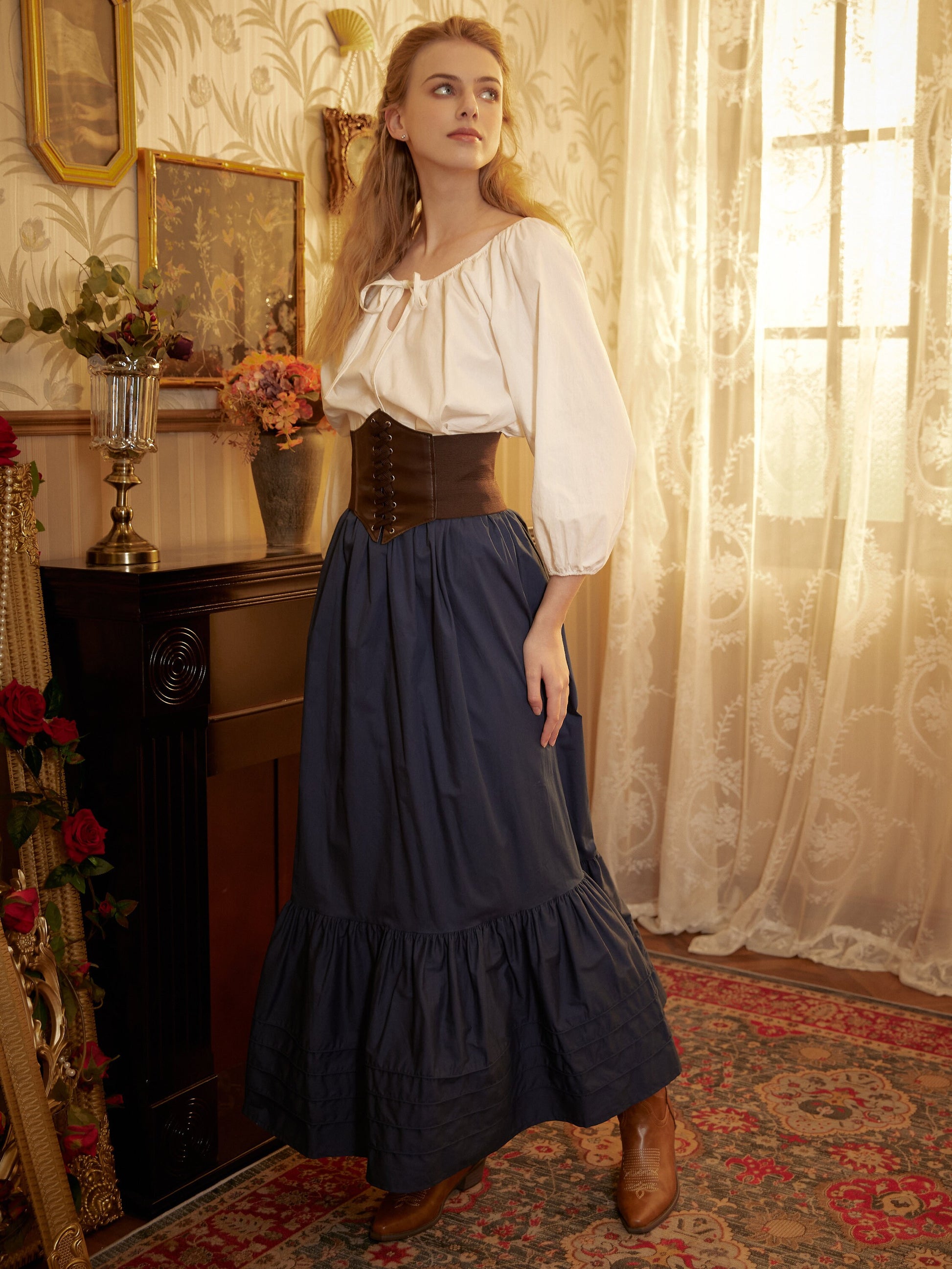 Victorian Style Skirt Cotton Maxi Skirt Period Skirt Medieval outfits Renaissance Festival Skirt Ren Faire Costume