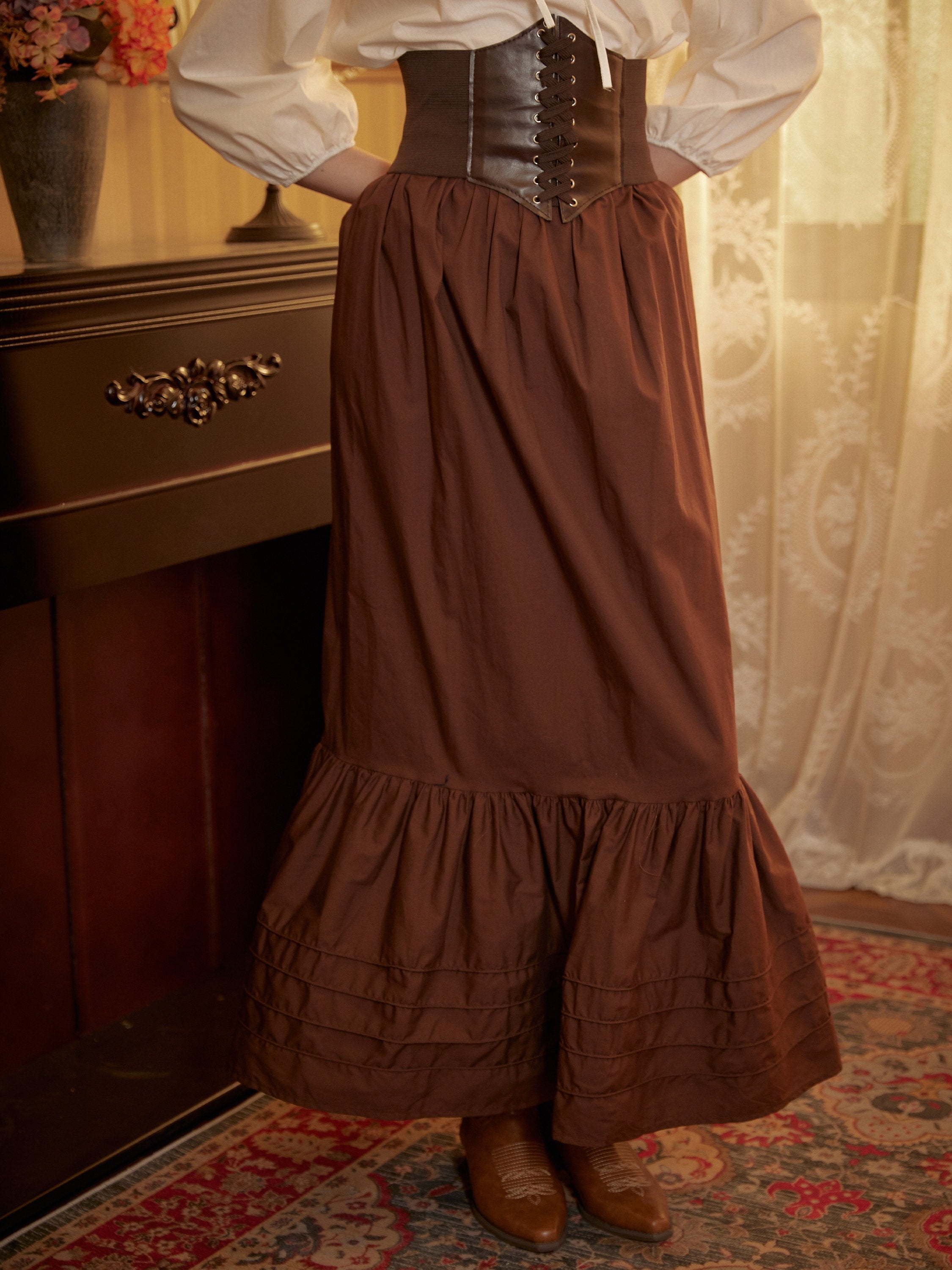 Victorian Style Skirt Cotton Maxi Skirt Period Skirt Medieval outfits Renaissance Festival Skirt Ren Faire Costume