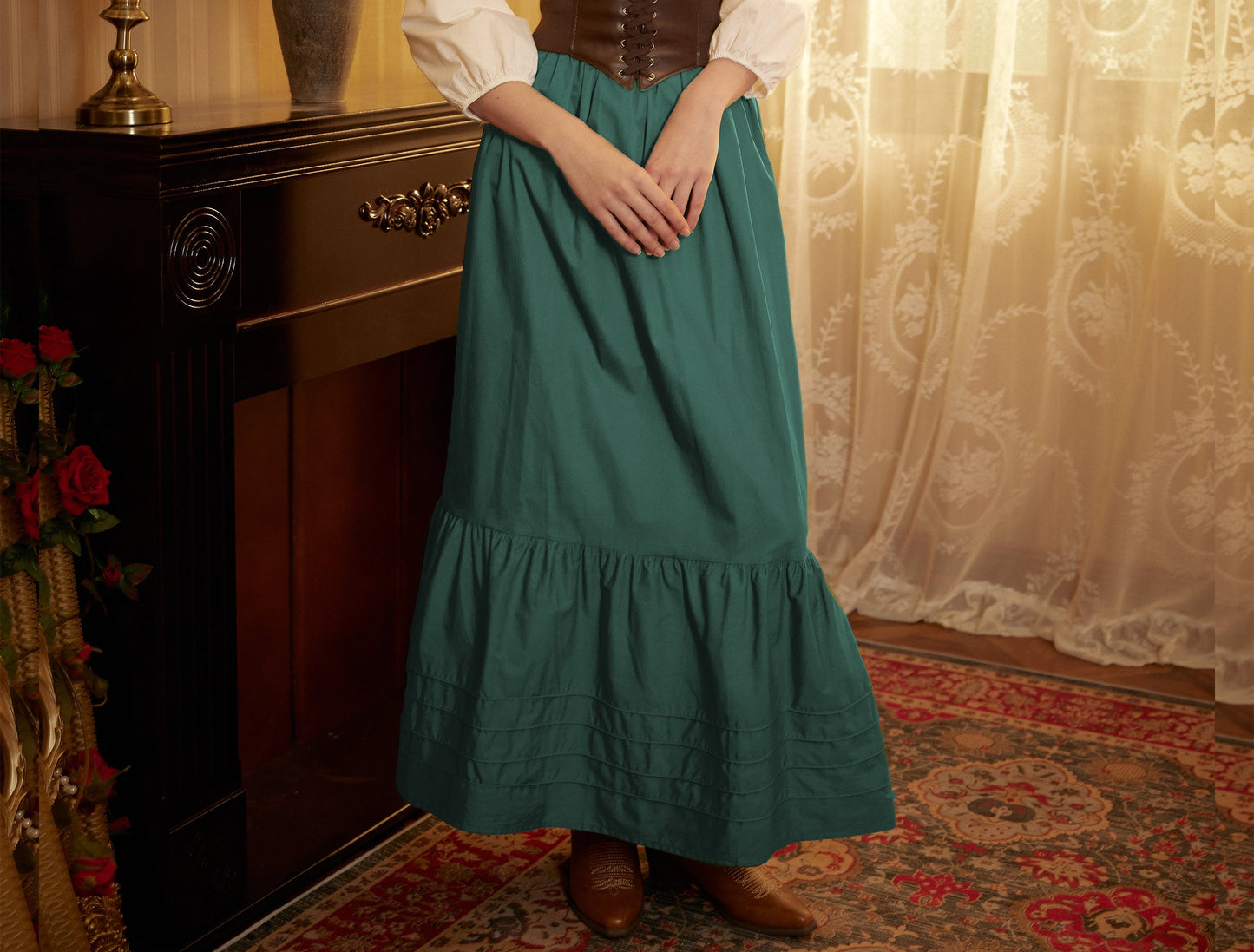 Victorian Style Skirt Cotton Maxi Skirt Period Skirt Medieval outfits Renaissance Festival Skirt Ren Faire Costume