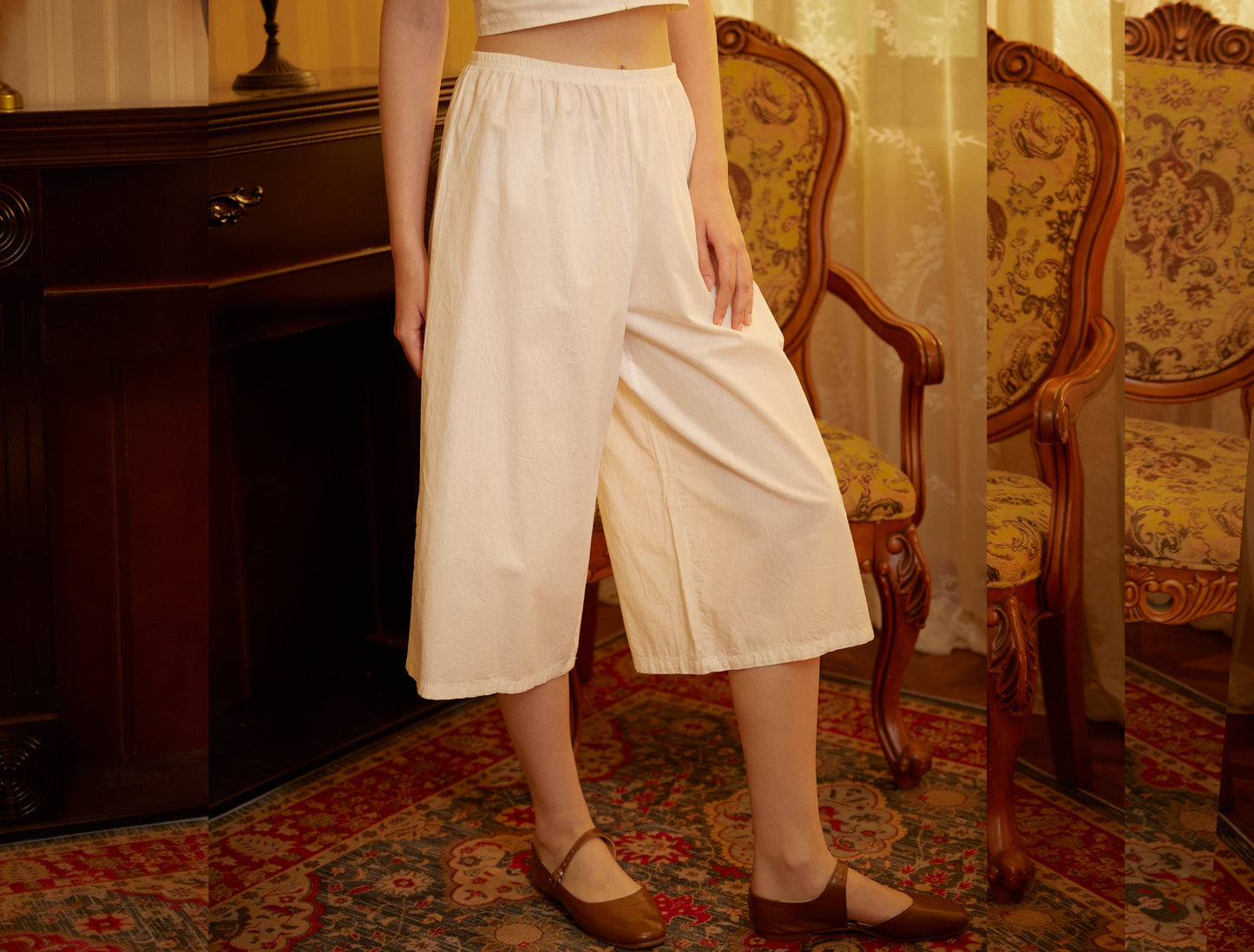 Women’s Bloomers Cotton Pettipants Cotton Culotte Slip Victorian Bloomer Pants Pajama Pantaloon Loungewear Ivory