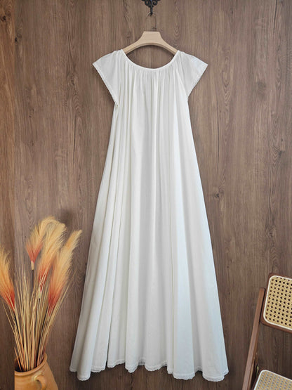 Nightgown Cotton Victorian Nightgown Plus Size White Long Sleepwear Nachthemd Floor Length