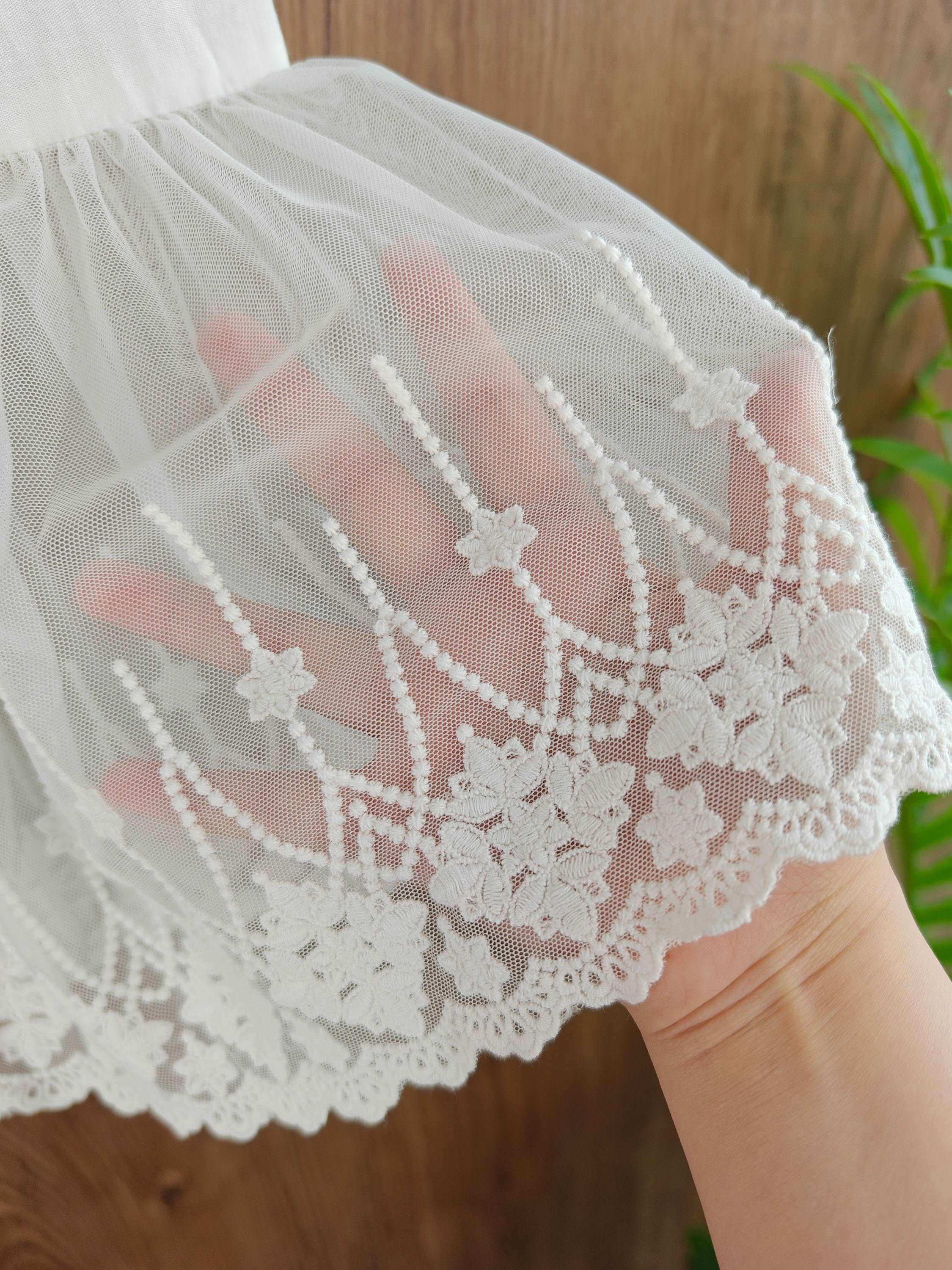 Half Slip Cotton Petticoat Skirt Extender Slip Flowers Lace Trim Unterrock Vintage Inspired Underskirt Ivory Black