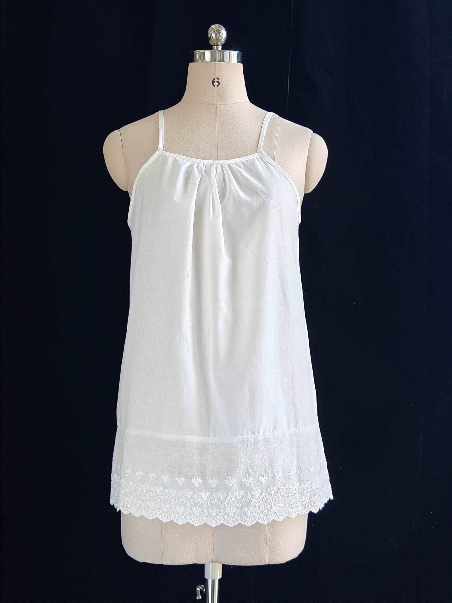 Cotton Camisole Top Slip Top with Lace Trim Undergarment Tops Cotton Cami Adjustable Straps Sleepwear Lounge Wear