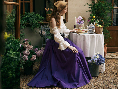 Renaissance Skirt Victorian Cotton Skirt Long Skirt Jupe Longue Purple Maxi Skirt Medieval Dress Skirt Ren Faire Skirt Boho Skirt