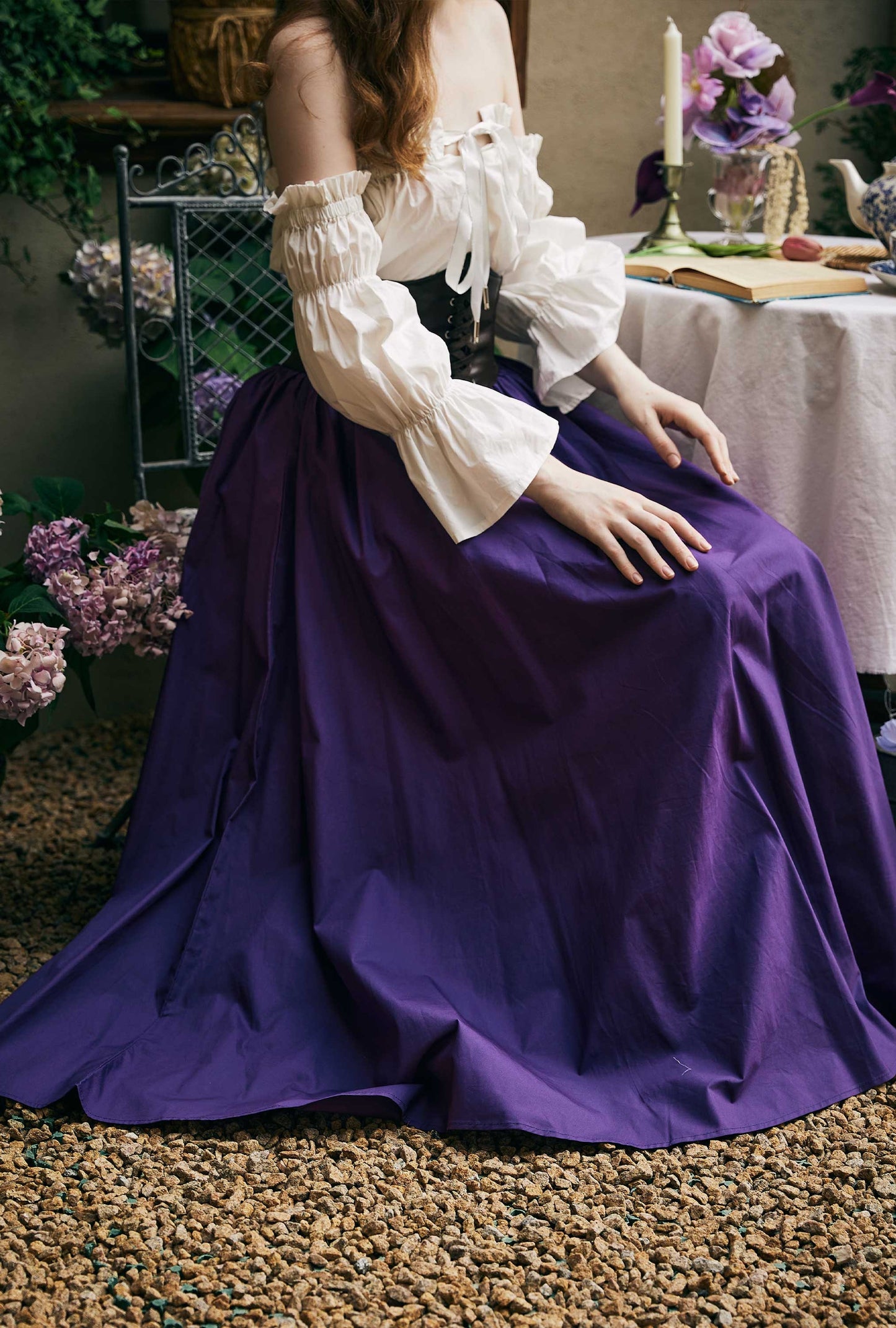 Renaissance Skirt Victorian Cotton Skirt Long Skirt Jupe Longue Purple Maxi Skirt Medieval Dress Skirt Ren Faire Skirt Boho Skirt