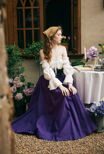 Renaissance Skirt Victorian Cotton Skirt Long Skirt Jupe Longue Purple Maxi Skirt Medieval Dress Skirt Ren Faire Skirt Boho Skirt