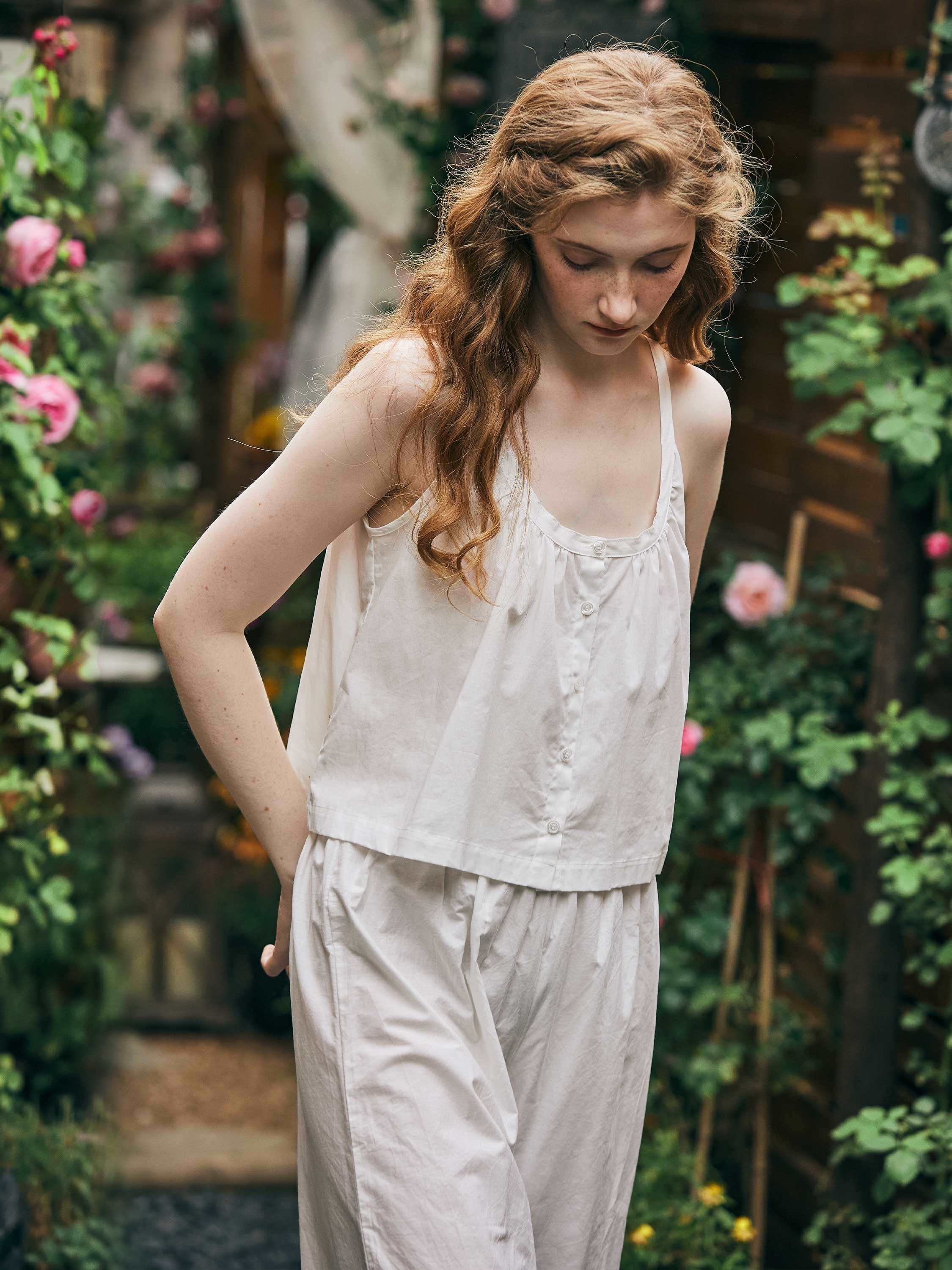 Organic Cotton Crop Top Sleeveless Women Summer White Top Blouse Tank Cropped Swing Tank Cotton Shirt Ivory Cami