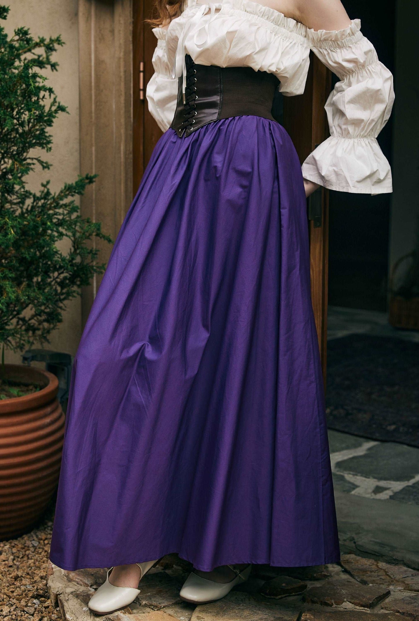 Renaissance Skirt Victorian Cotton Skirt Long Skirt Jupe Longue Purple Maxi Skirt Medieval Dress Skirt Ren Faire Skirt Boho Skirt