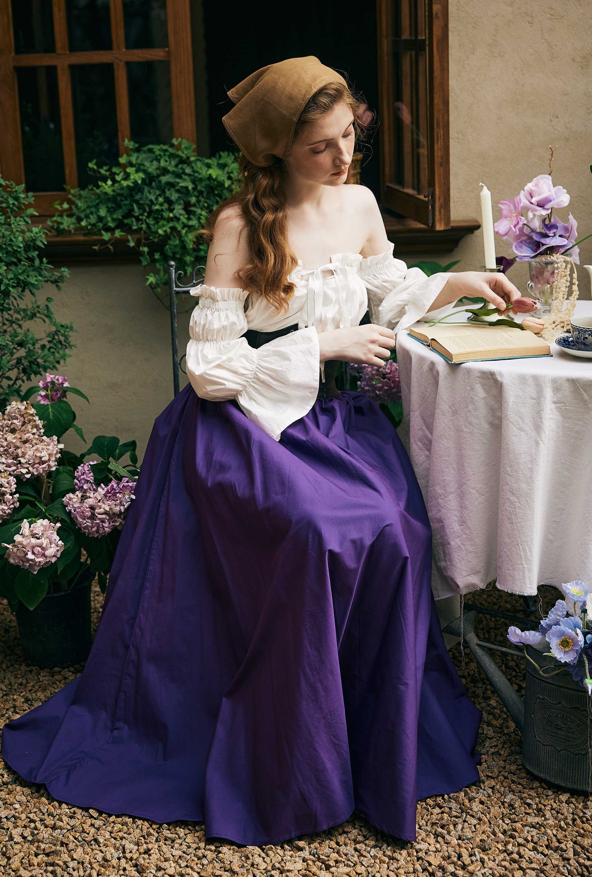 Renaissance Skirt Victorian Cotton Skirt Long Skirt Jupe Longue Purple Maxi Skirt Medieval Dress Skirt Ren Faire Skirt Boho Skirt