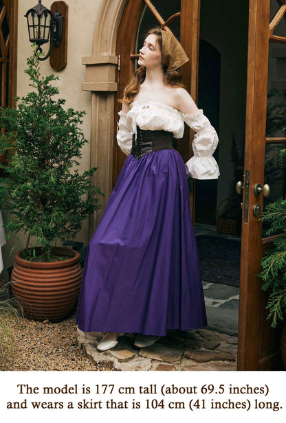 Renaissance Skirt Victorian Cotton Skirt Long Skirt Jupe Longue Purple Maxi Skirt Medieval Dress Skirt Ren Faire Skirt Boho Skirt