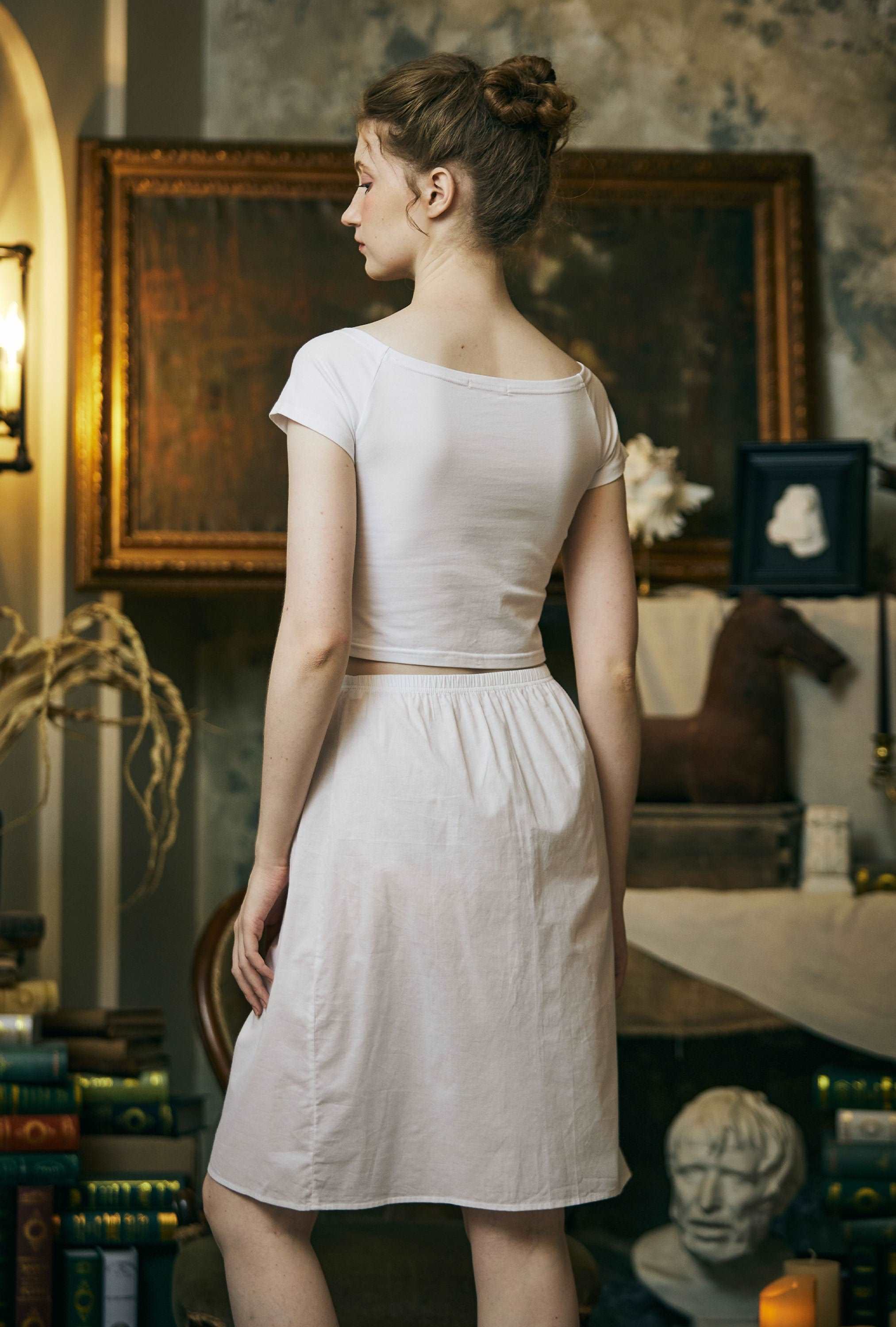 Cotton Half Slip Petticoat Slip Skirt Organic Cotton Unterrock Women Underskirt in Three Lengths Four Colors White Ivory Nude Black