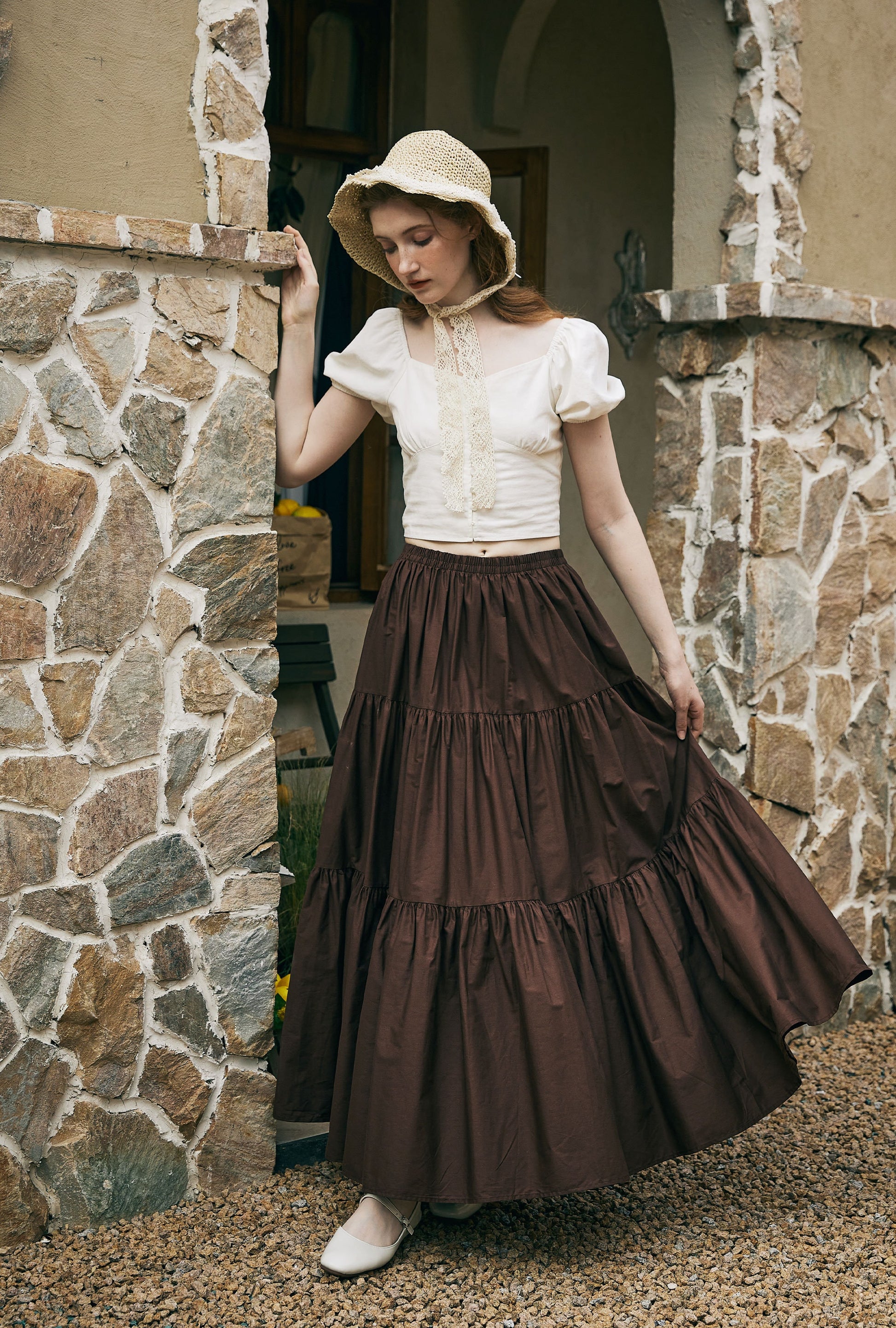 Renaissance Fair Skirt Victorian Skirt Medieval outfits Ren Faire Costume Pirate Tiered Skirt Cotton Long Skirt Full Length Peasant Skirt