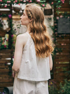 Organic Cotton Crop Top Sleeveless Women Summer White Top Blouse Tank Cropped Swing Tank Cotton Shirt Ivory Cami