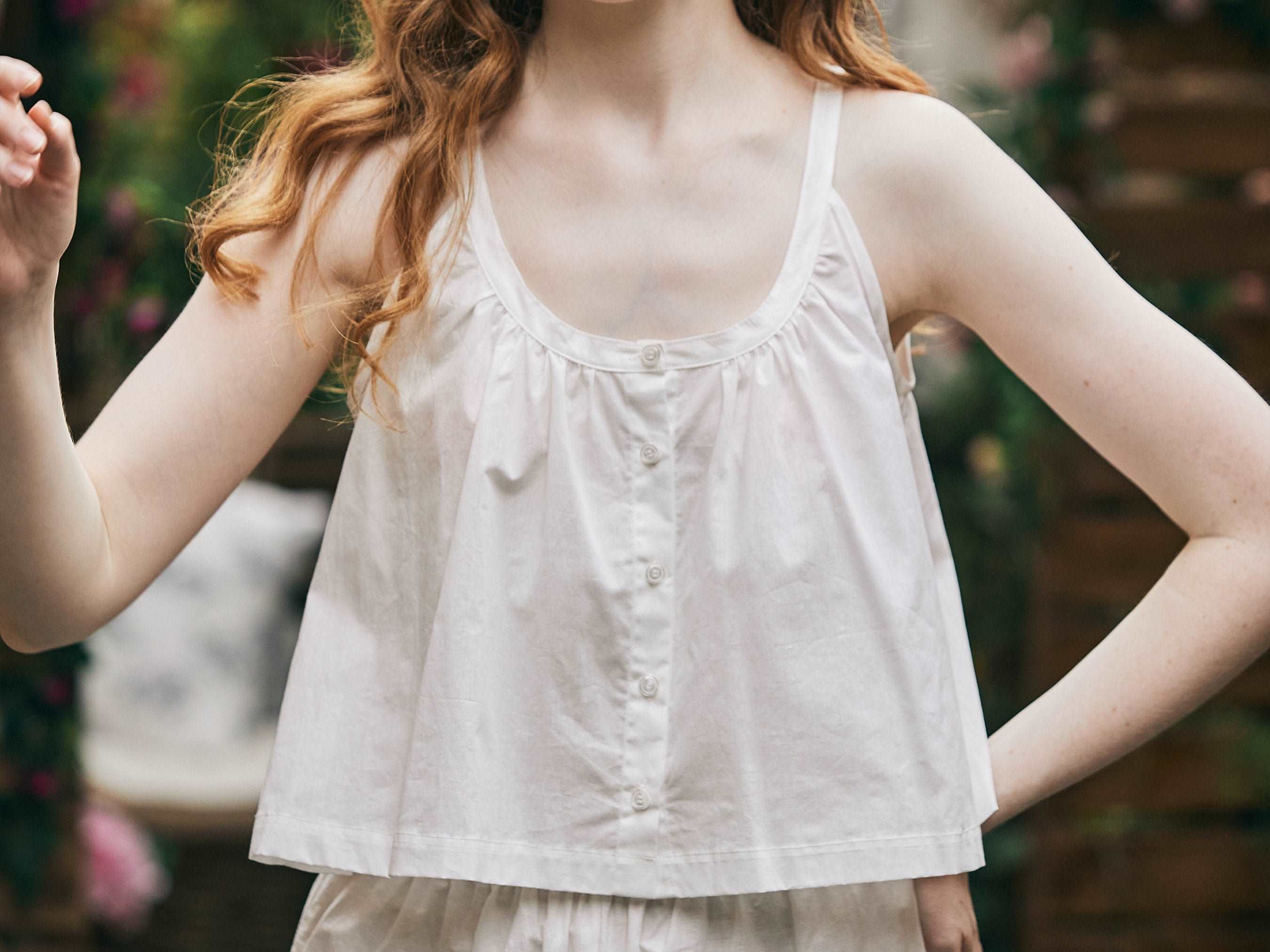 Organic Cotton Crop Top Sleeveless Women Summer White Top Blouse Tank Cropped Swing Tank Cotton Shirt Ivory Cami