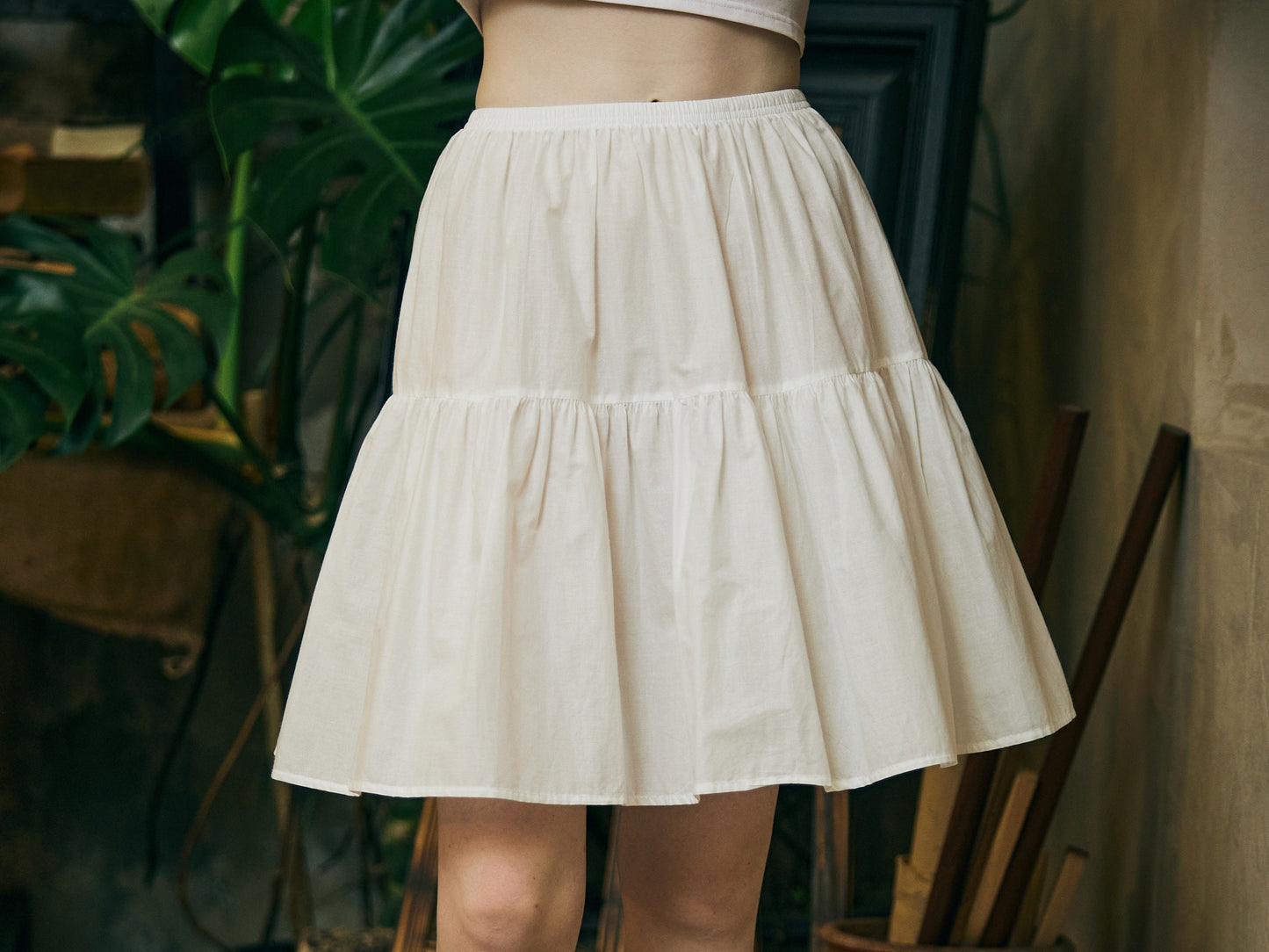 Petticoat 100% Cotton Underskirt Half Slip Unterrock Jupon Petticoat Skirt Extender Slip Ivory/White